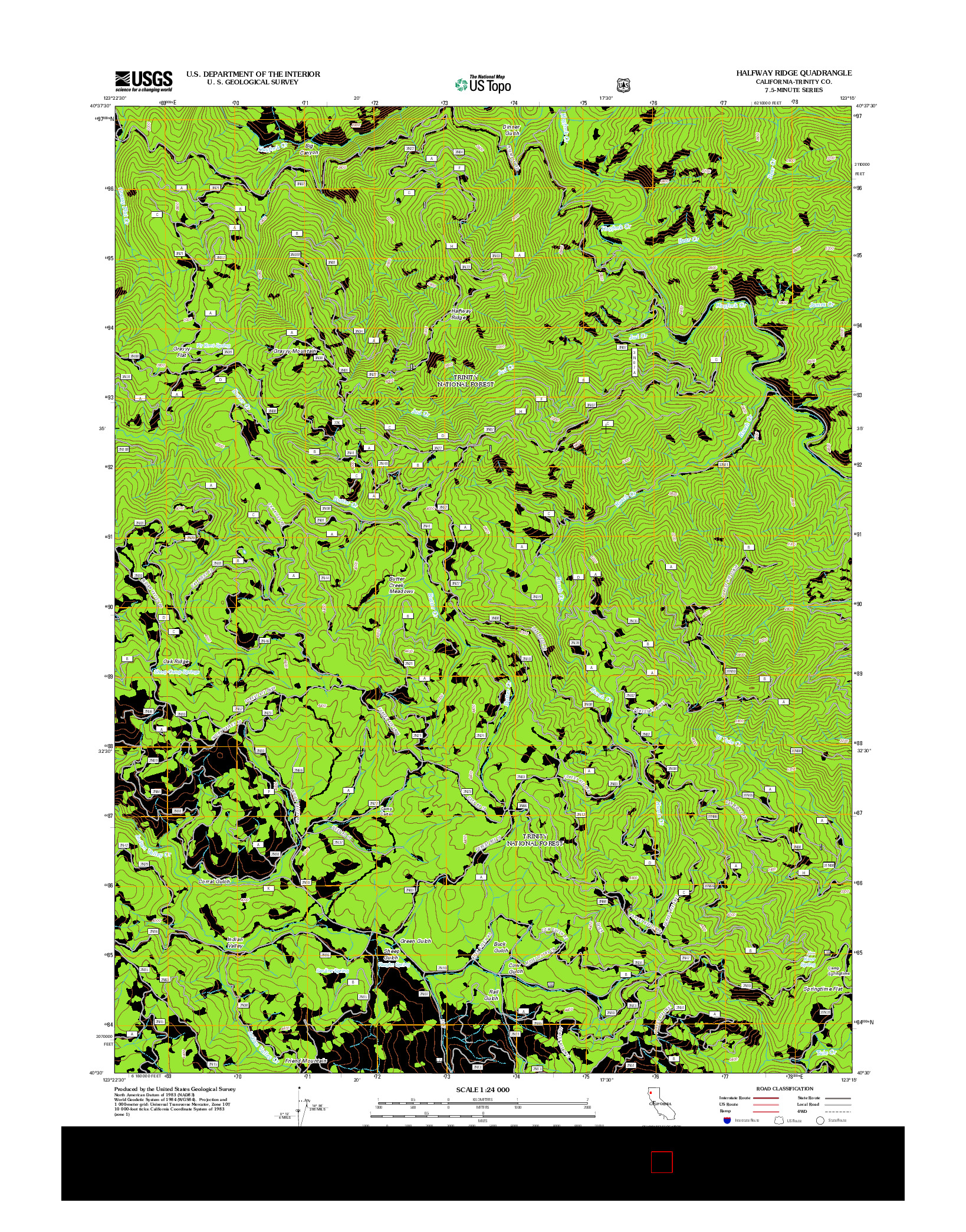 USGS US TOPO 7.5-MINUTE MAP FOR HALFWAY RIDGE, CA 2012