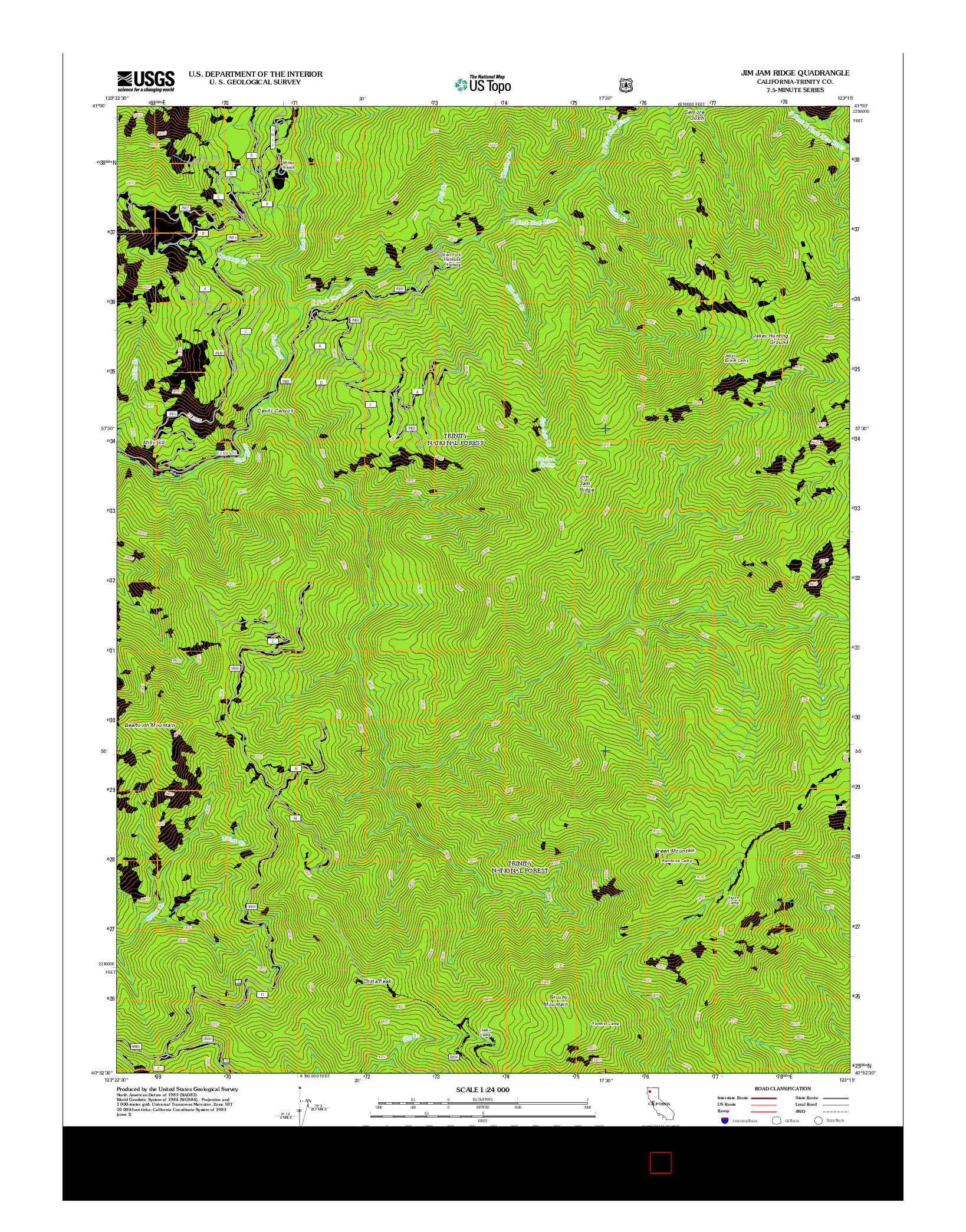 USGS US TOPO 7.5-MINUTE MAP FOR JIM JAM RIDGE, CA 2012