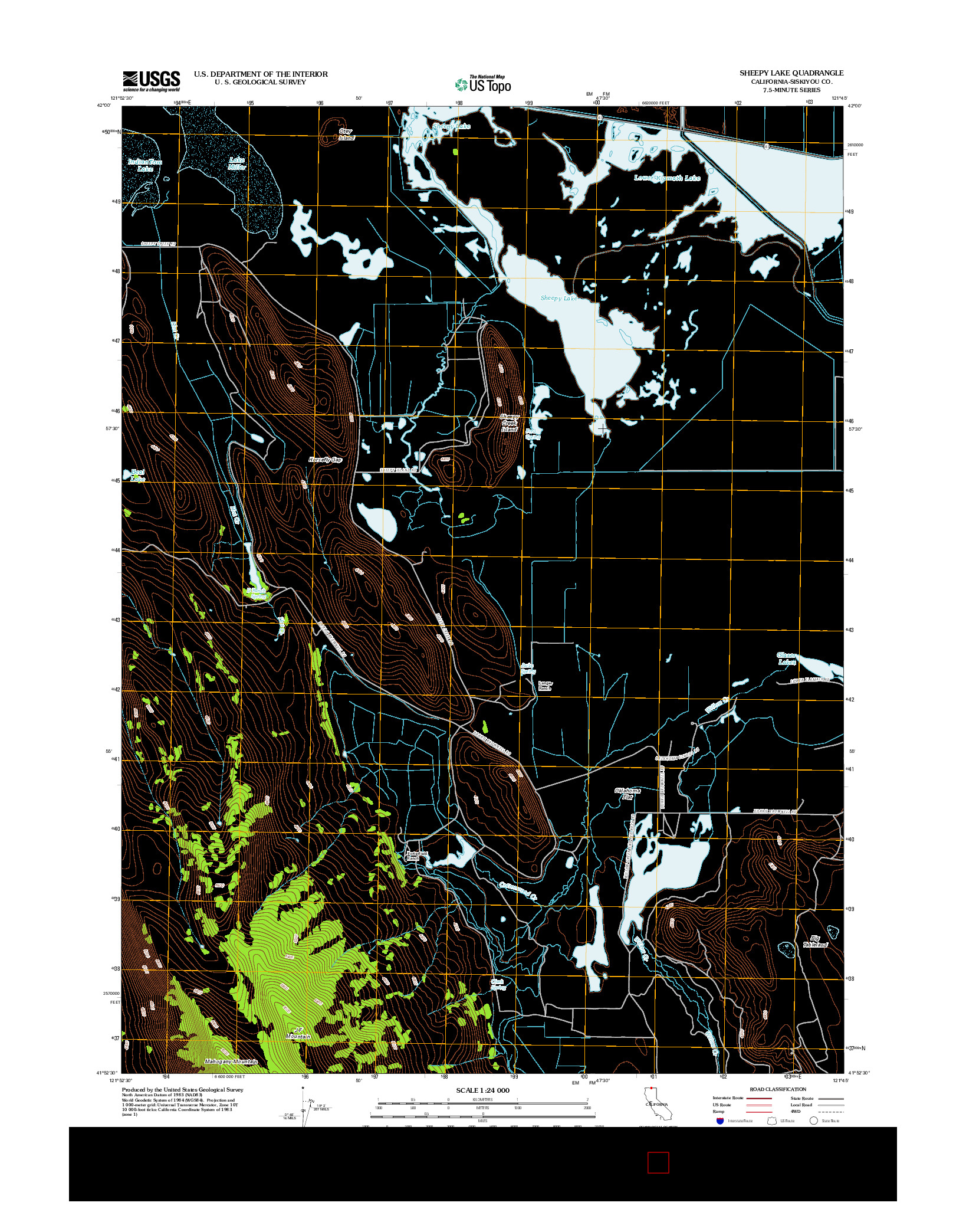 USGS US TOPO 7.5-MINUTE MAP FOR SHEEPY LAKE, CA 2012