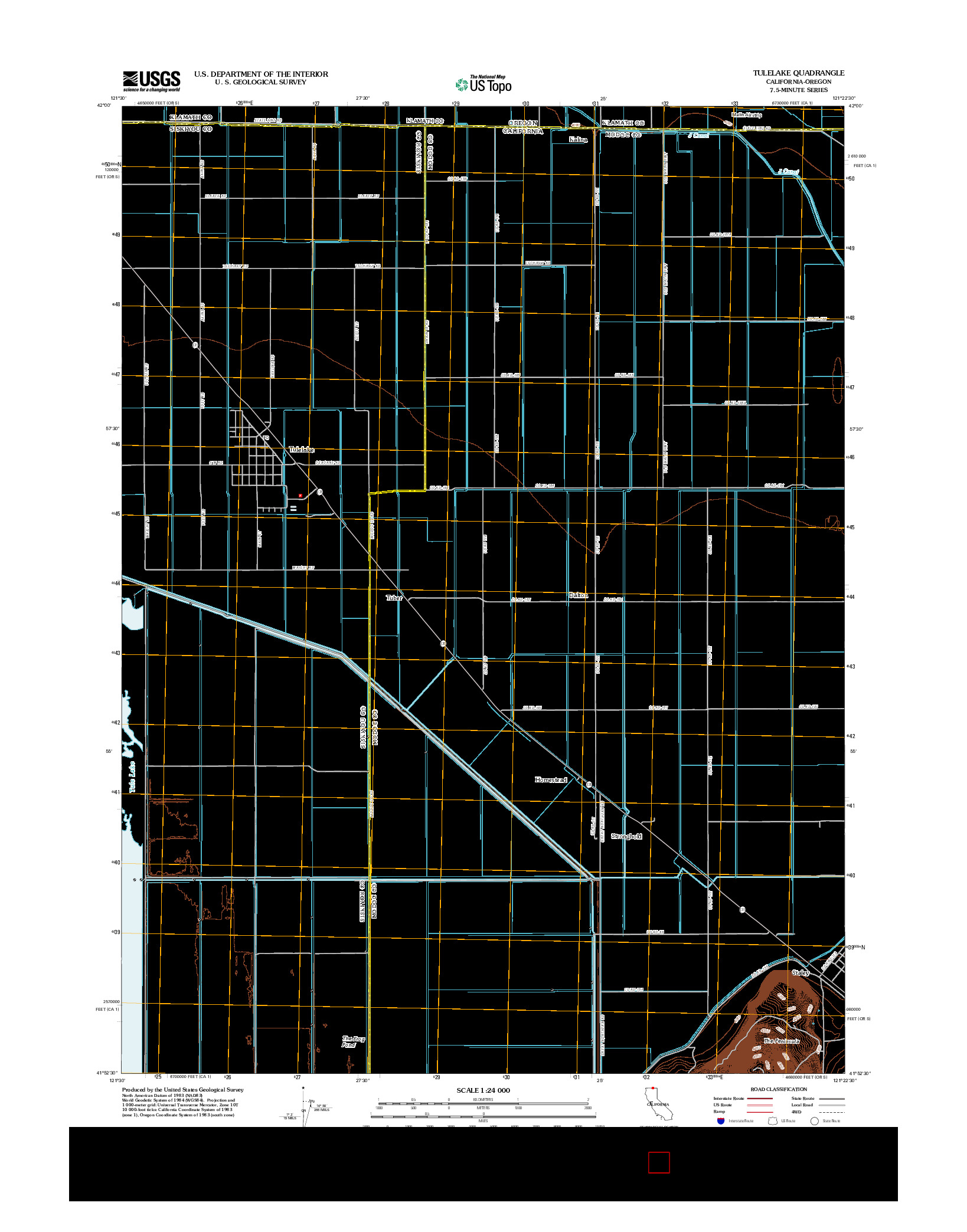 USGS US TOPO 7.5-MINUTE MAP FOR TULELAKE, CA-OR 2012