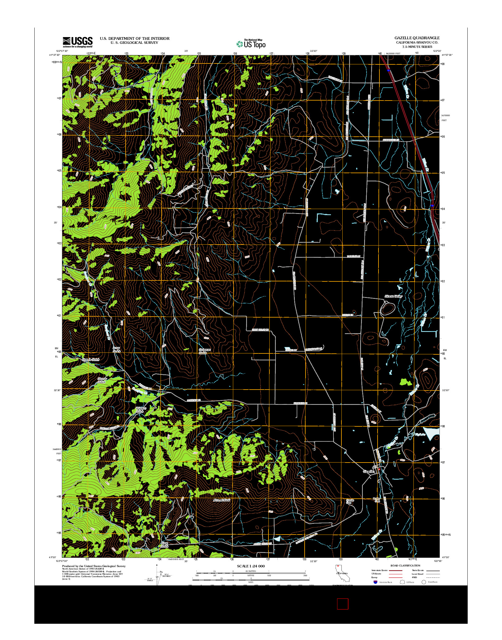 USGS US TOPO 7.5-MINUTE MAP FOR GAZELLE, CA 2012