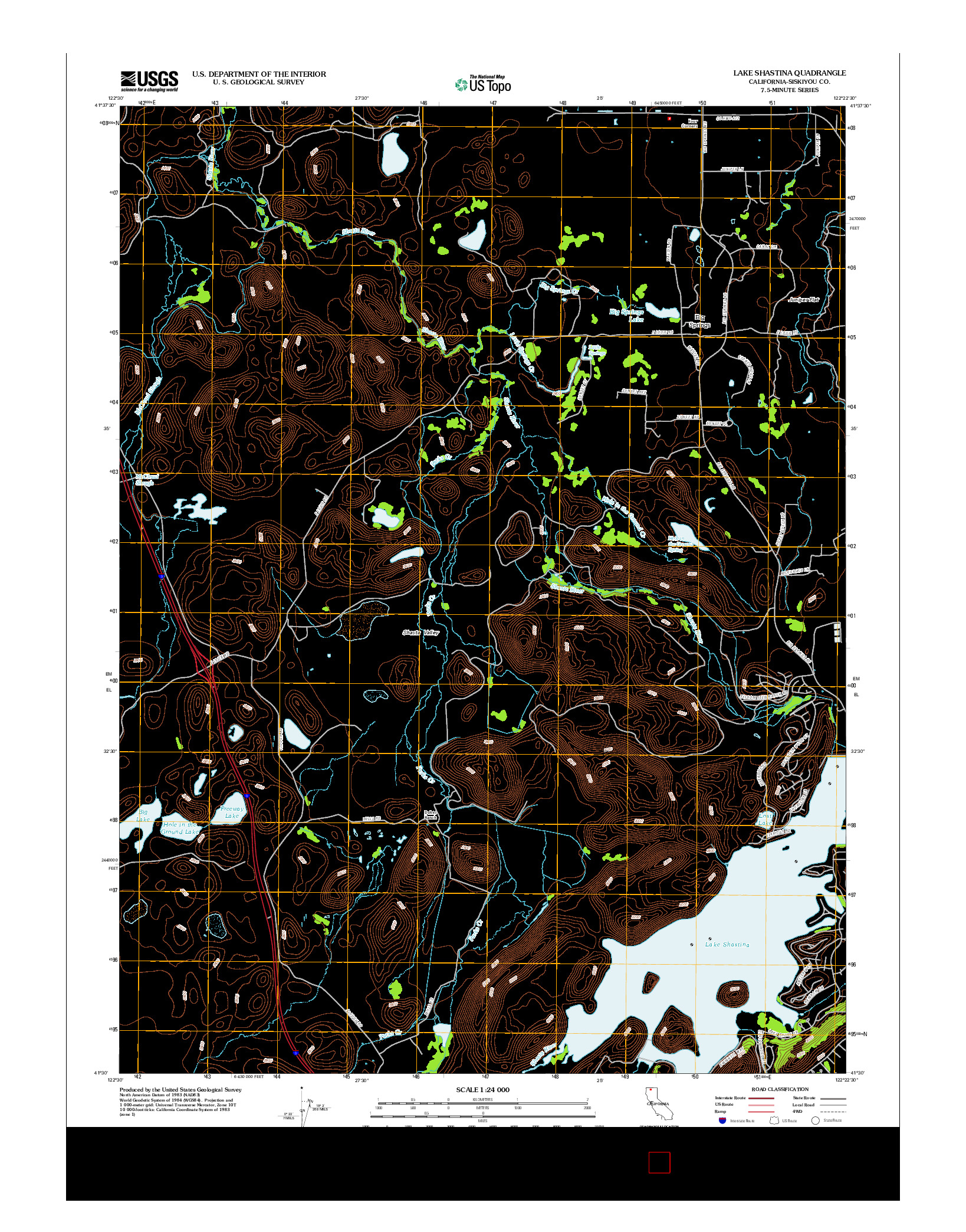 USGS US TOPO 7.5-MINUTE MAP FOR LAKE SHASTINA, CA 2012