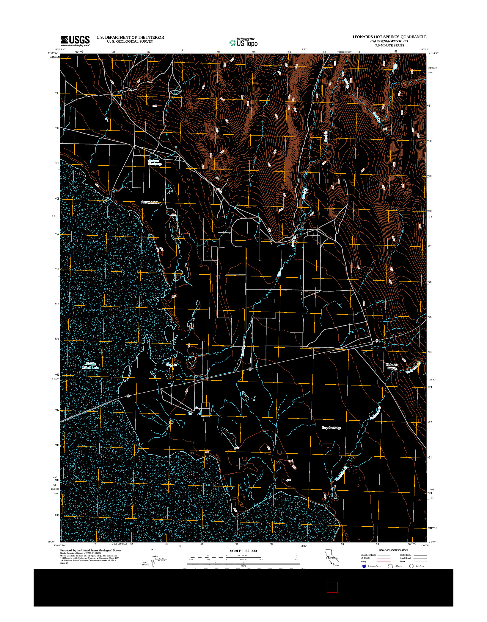 USGS US TOPO 7.5-MINUTE MAP FOR LEONARDS HOT SPRINGS, CA 2012