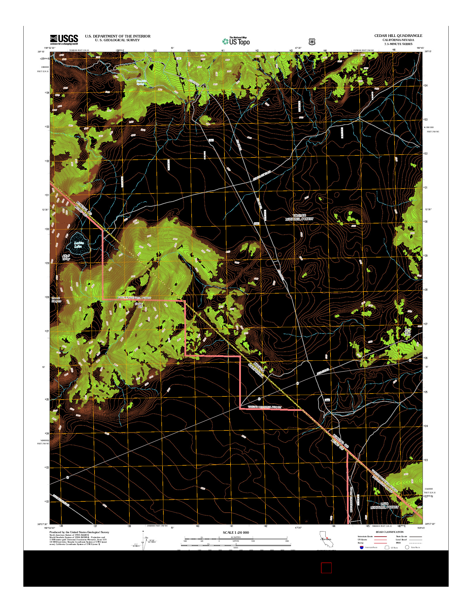 USGS US TOPO 7.5-MINUTE MAP FOR CEDAR HILL, CA-NV 2012