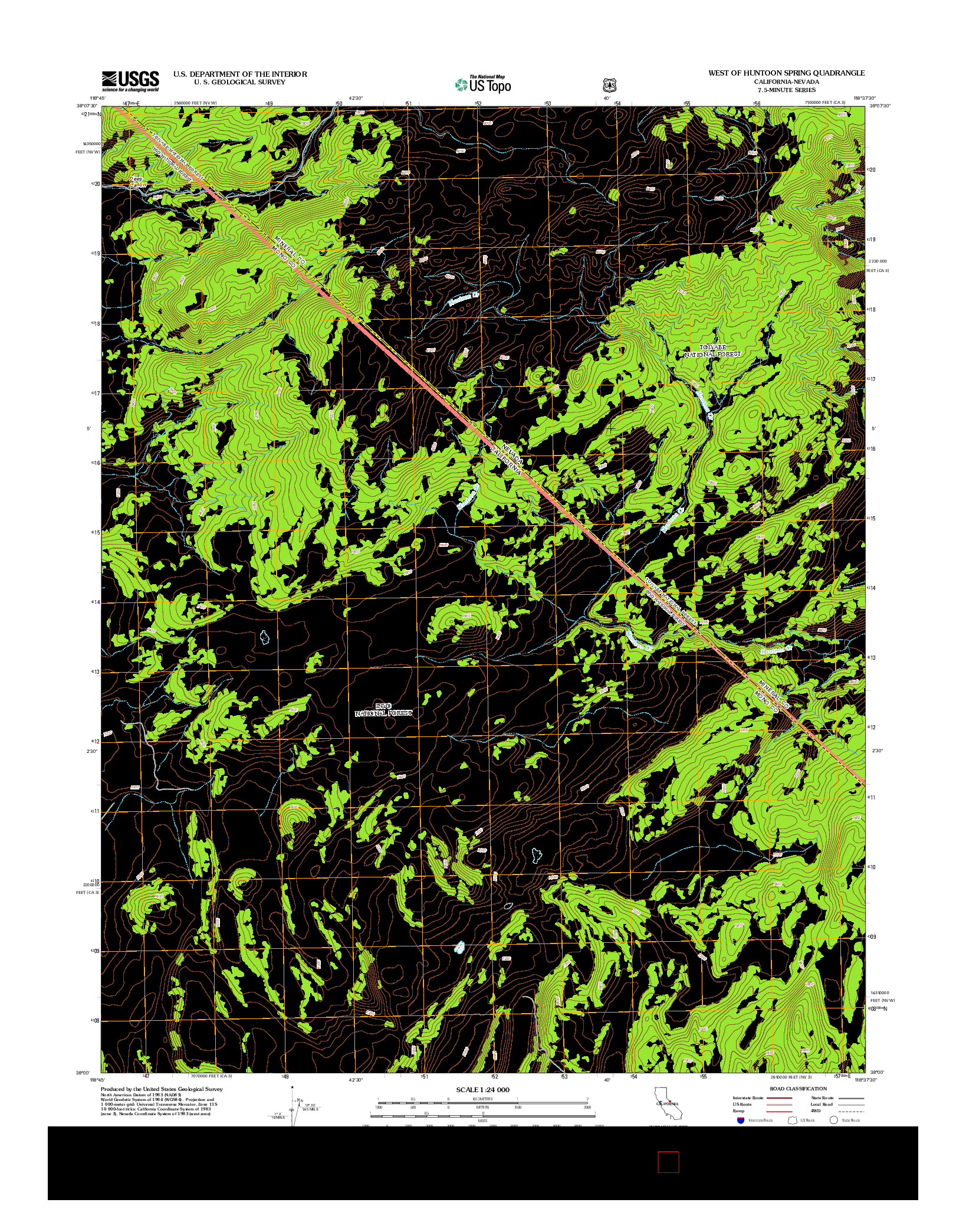 USGS US TOPO 7.5-MINUTE MAP FOR WEST OF HUNTOON SPRING, CA-NV 2012