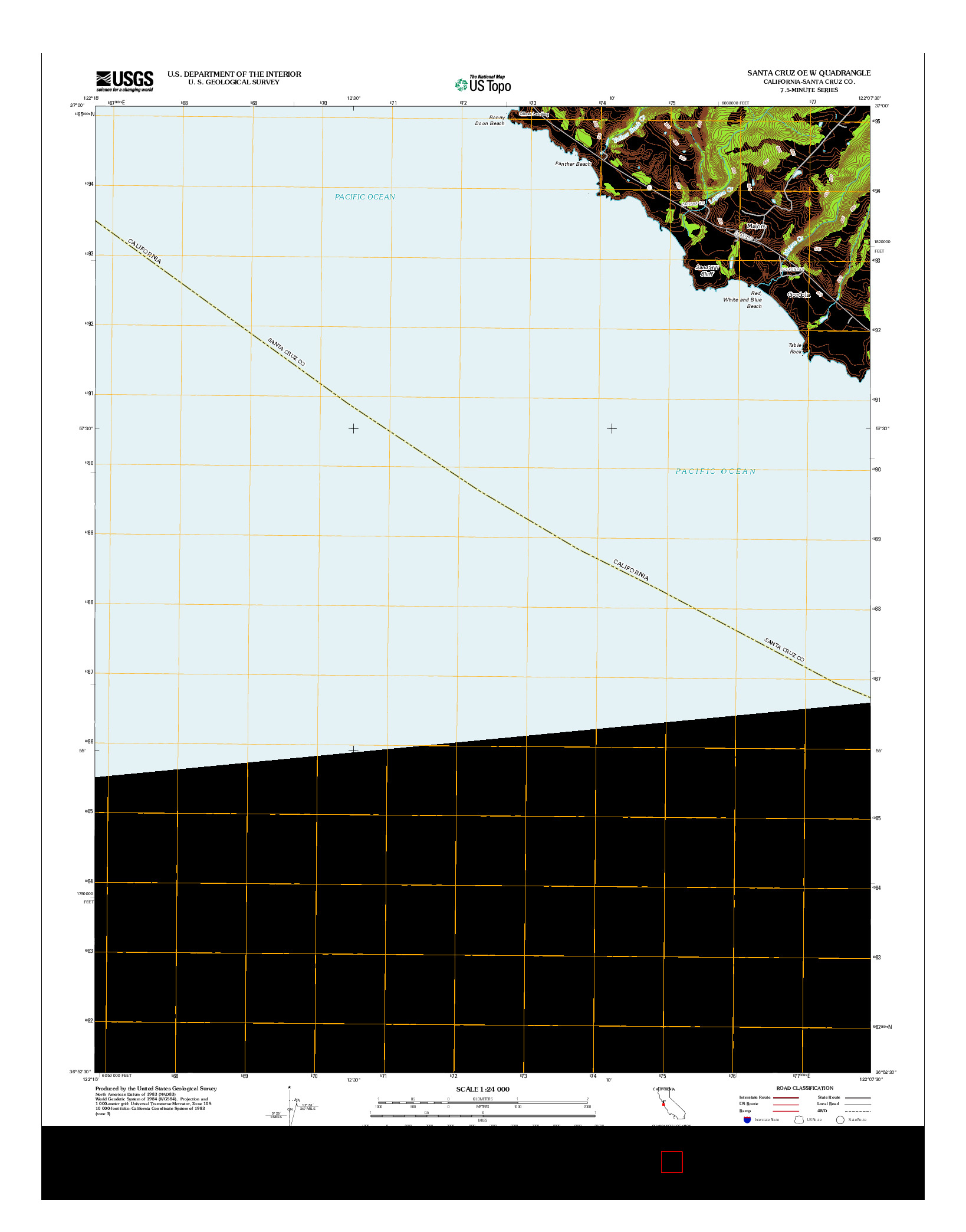 USGS US TOPO 7.5-MINUTE MAP FOR SANTA CRUZ OE W, CA 2012