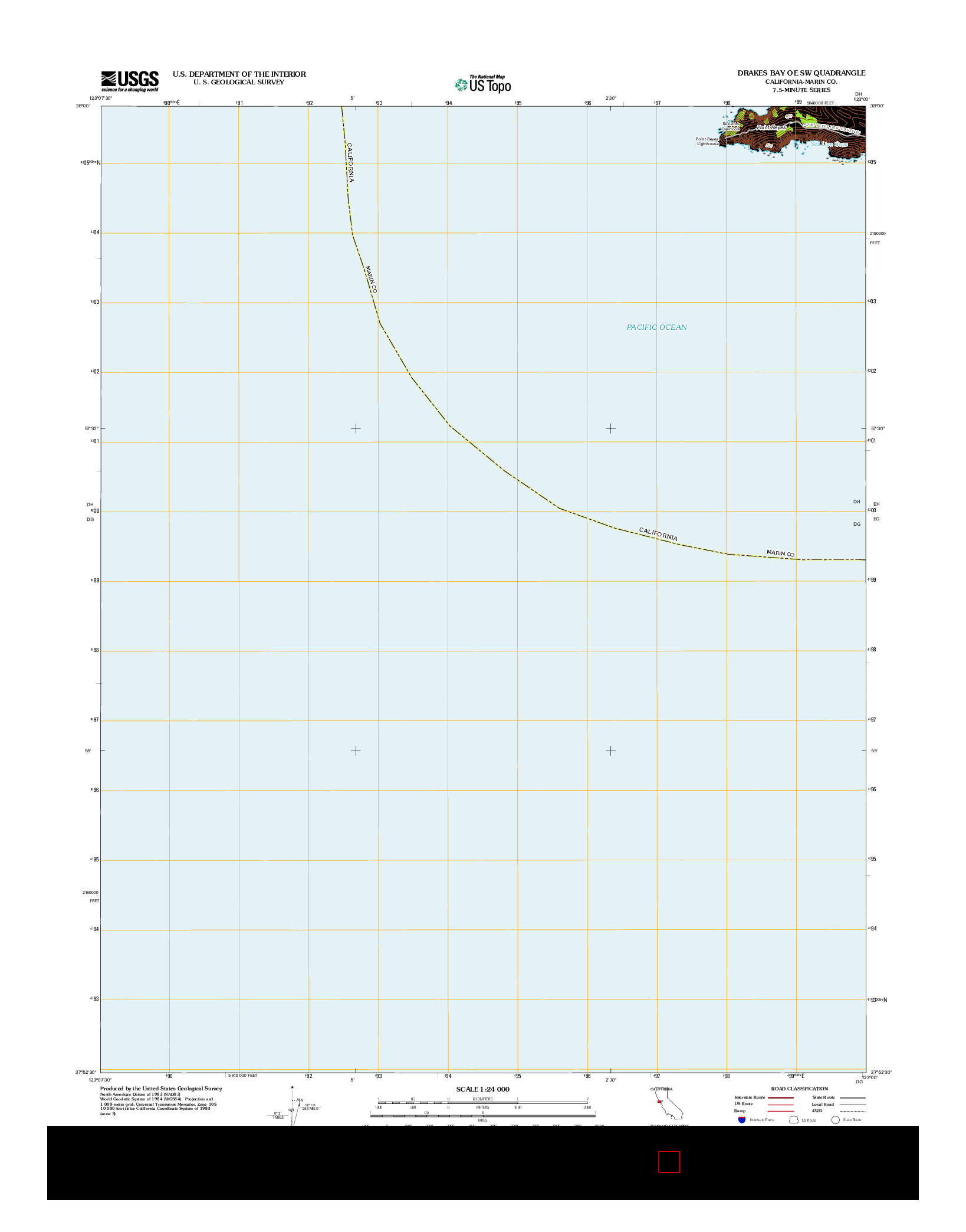 USGS US TOPO 7.5-MINUTE MAP FOR DRAKES BAY OE SW, CA 2012