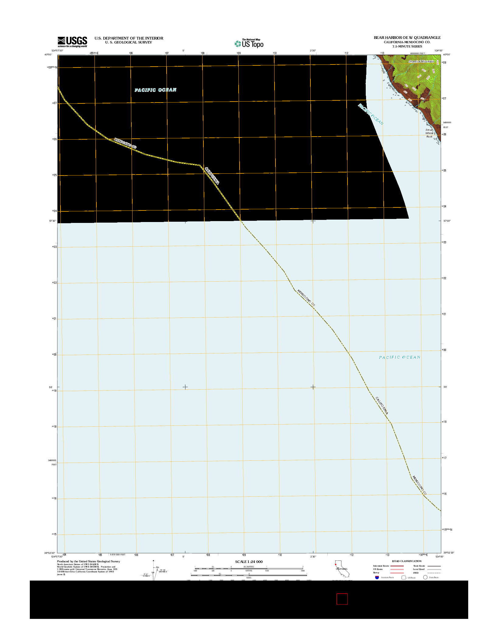 USGS US TOPO 7.5-MINUTE MAP FOR BEAR HARBOR OE W, CA 2012