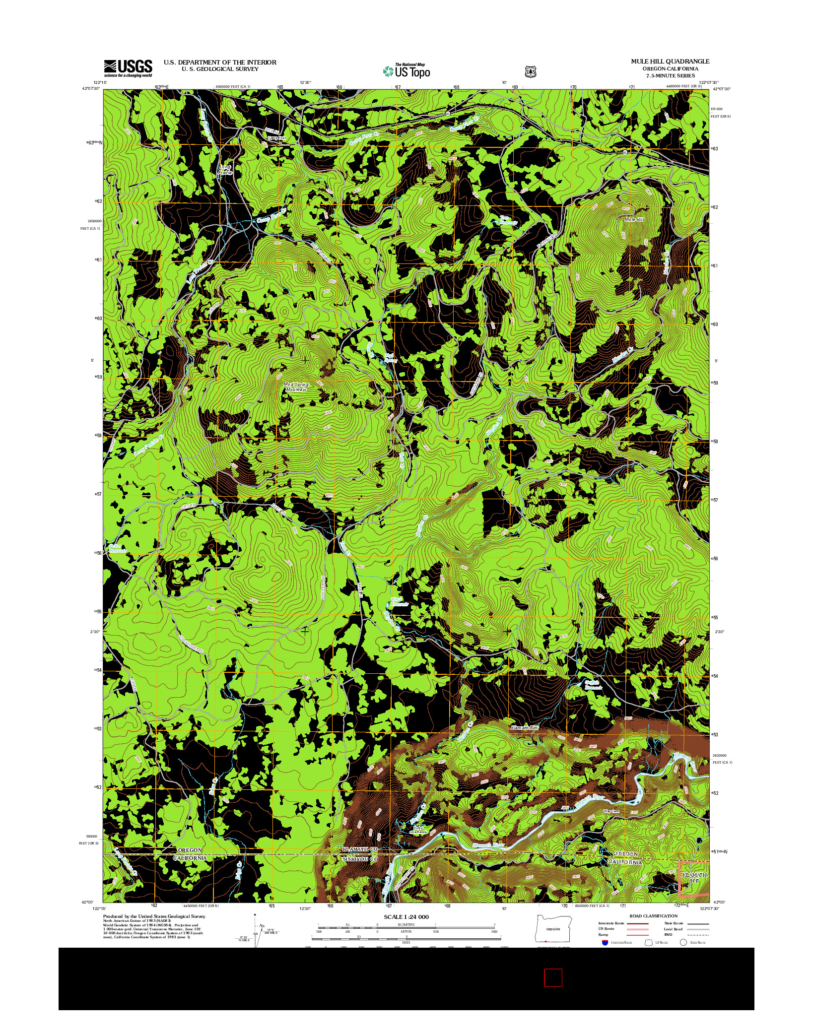 USGS US TOPO 7.5-MINUTE MAP FOR MULE HILL, OR-CA 2012