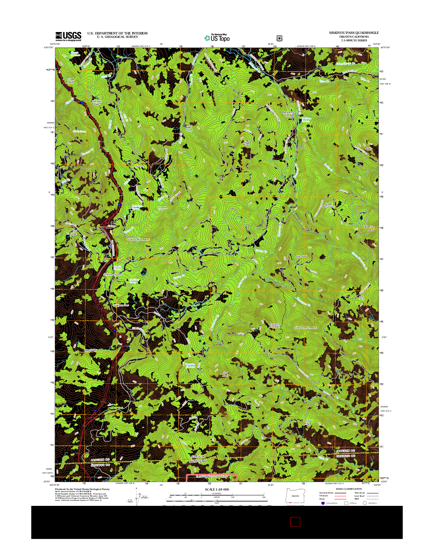 USGS US TOPO 7.5-MINUTE MAP FOR SISKIYOU PASS, OR-CA 2012