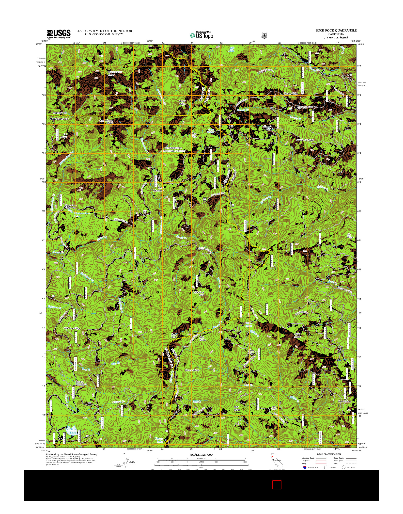 USGS US TOPO 7.5-MINUTE MAP FOR BUCK ROCK, CA 2012