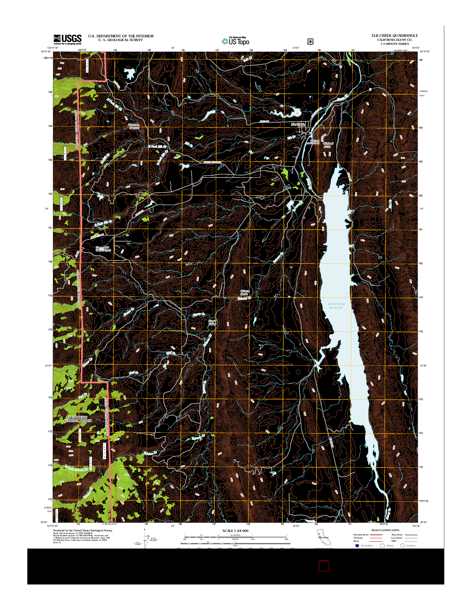 USGS US TOPO 7.5-MINUTE MAP FOR ELK CREEK, CA 2012