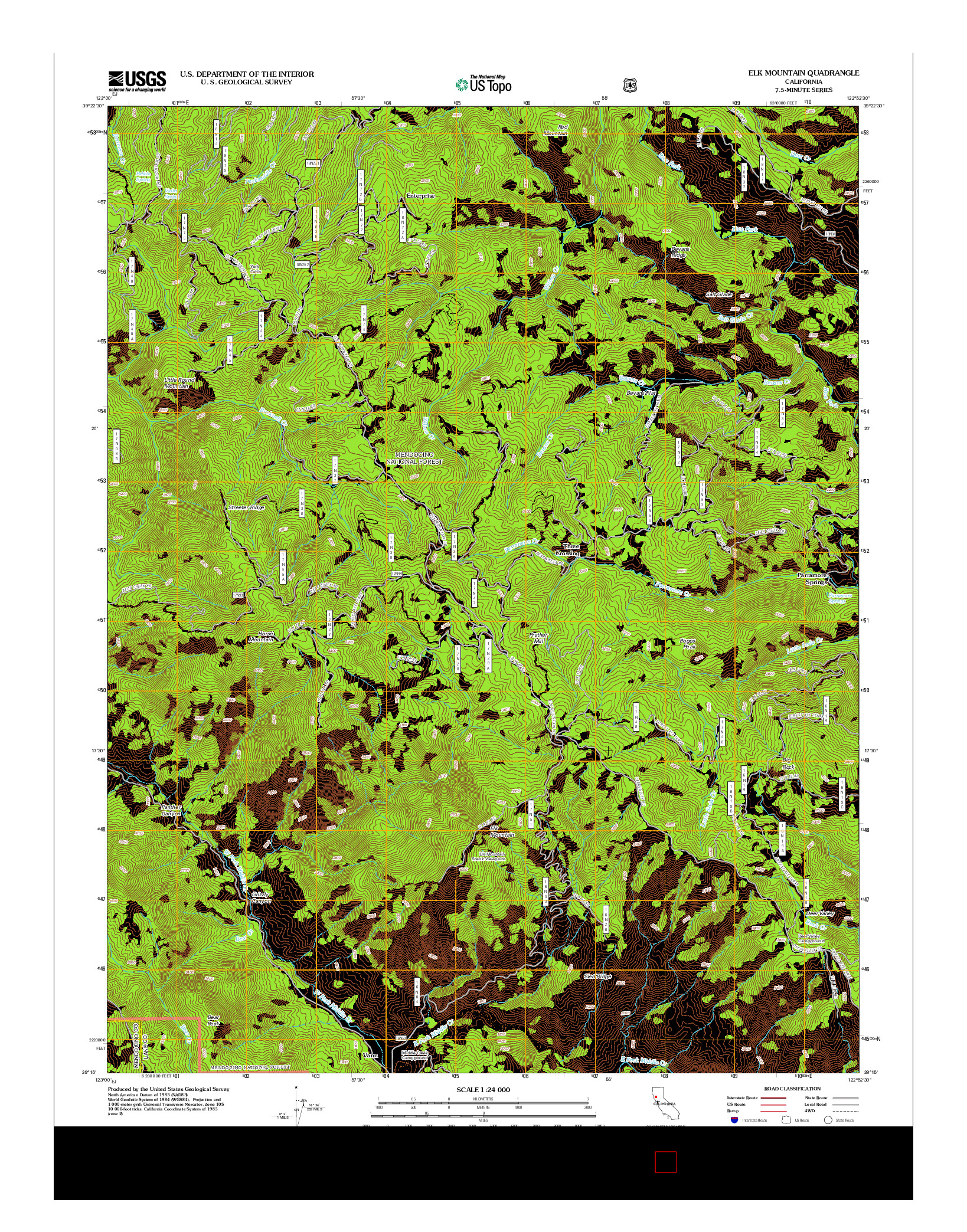 USGS US TOPO 7.5-MINUTE MAP FOR ELK MOUNTAIN, CA 2012