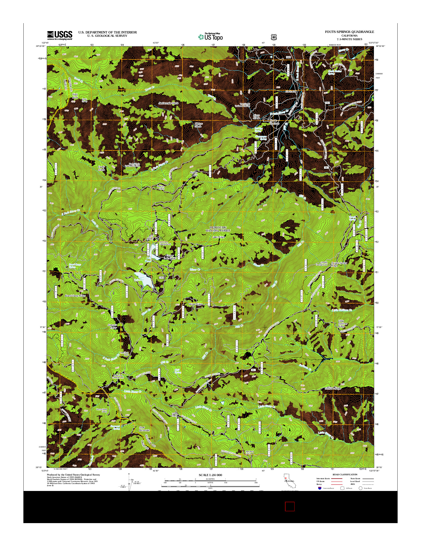 USGS US TOPO 7.5-MINUTE MAP FOR FOUTS SPRINGS, CA 2012