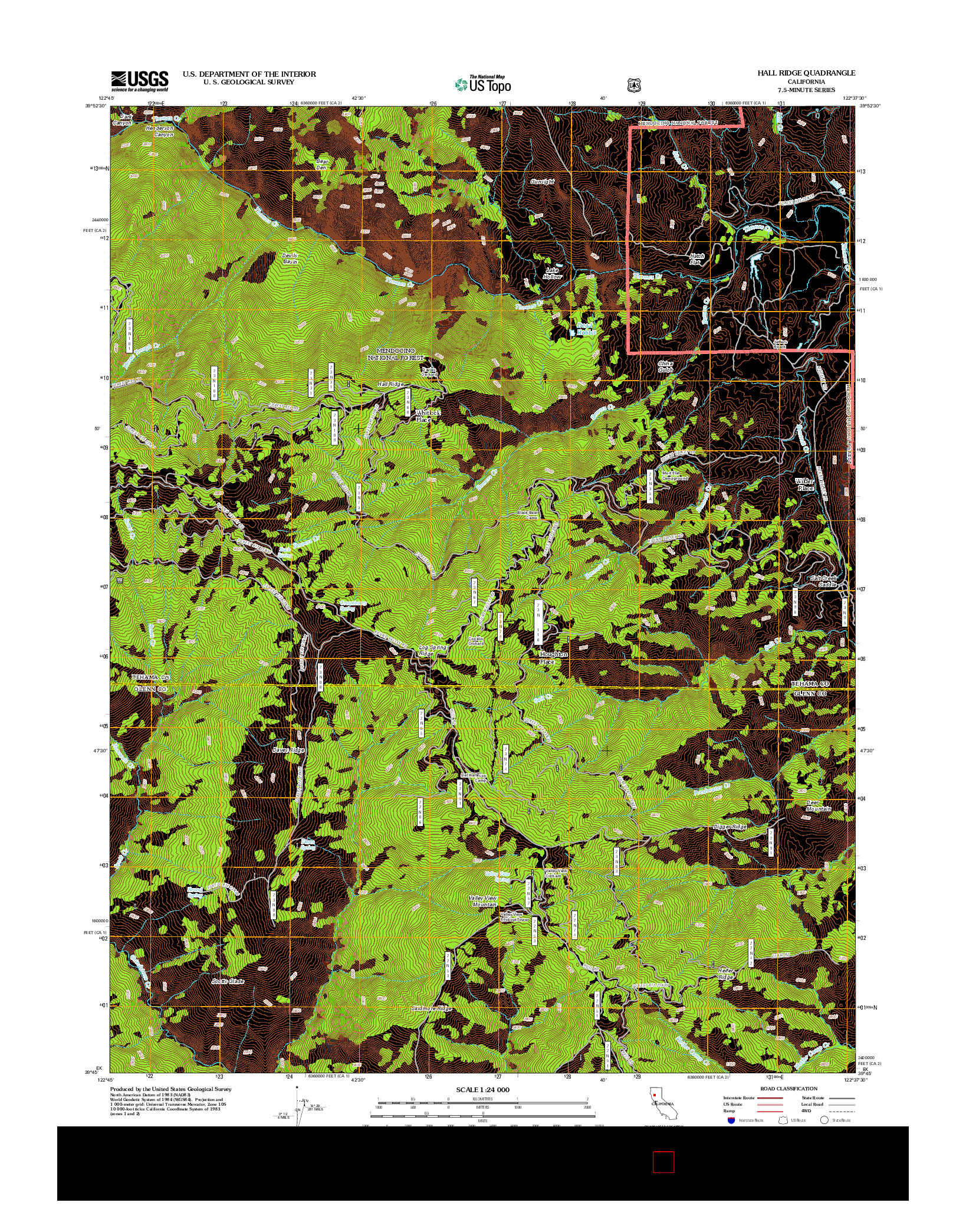 USGS US TOPO 7.5-MINUTE MAP FOR HALL RIDGE, CA 2012