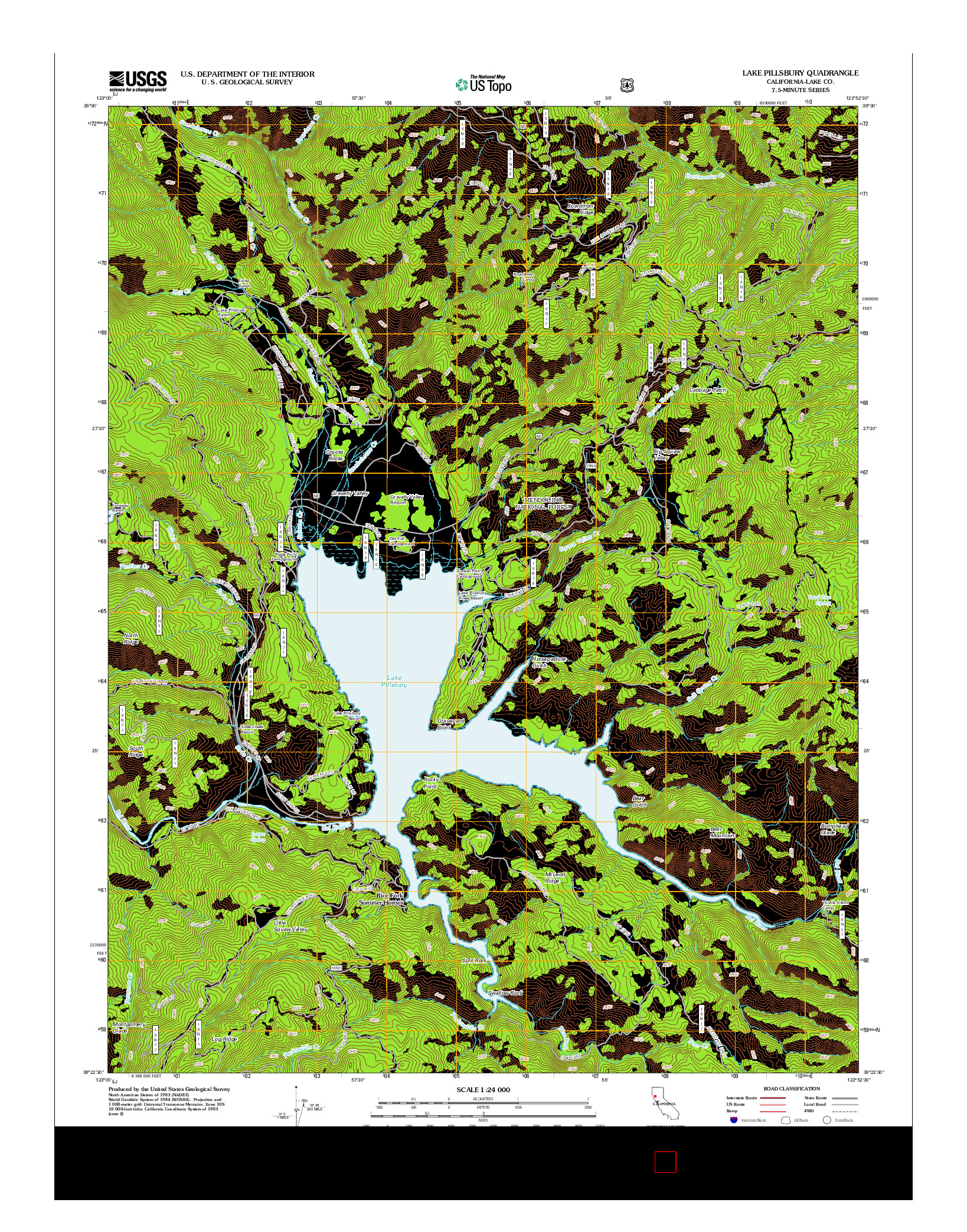 USGS US TOPO 7.5-MINUTE MAP FOR LAKE PILLSBURY, CA 2012