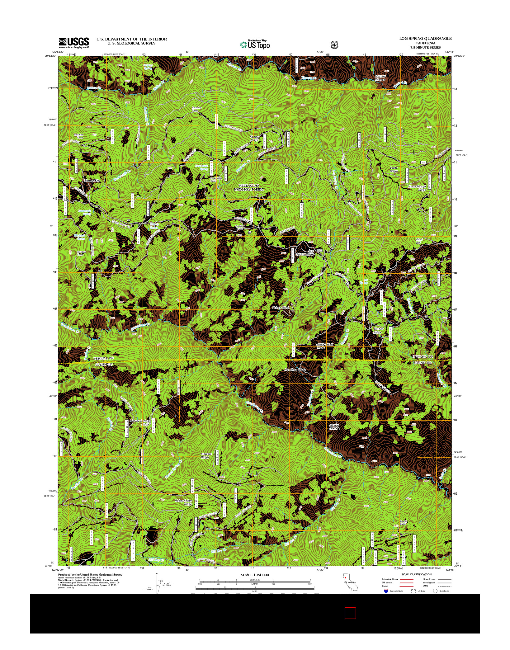 USGS US TOPO 7.5-MINUTE MAP FOR LOG SPRING, CA 2012