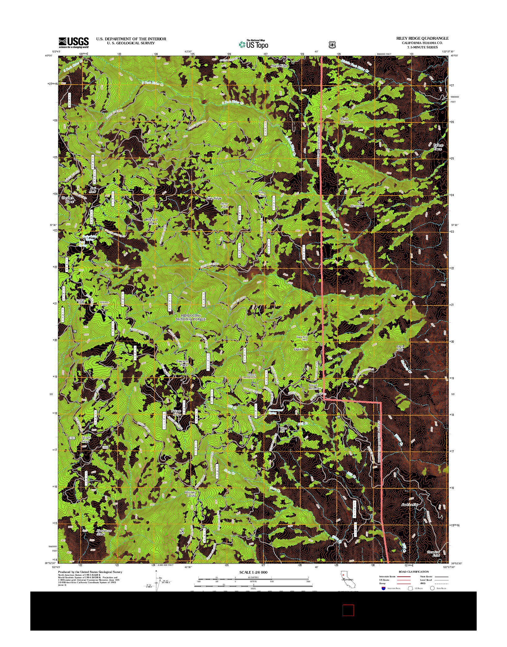 USGS US TOPO 7.5-MINUTE MAP FOR RILEY RIDGE, CA 2012