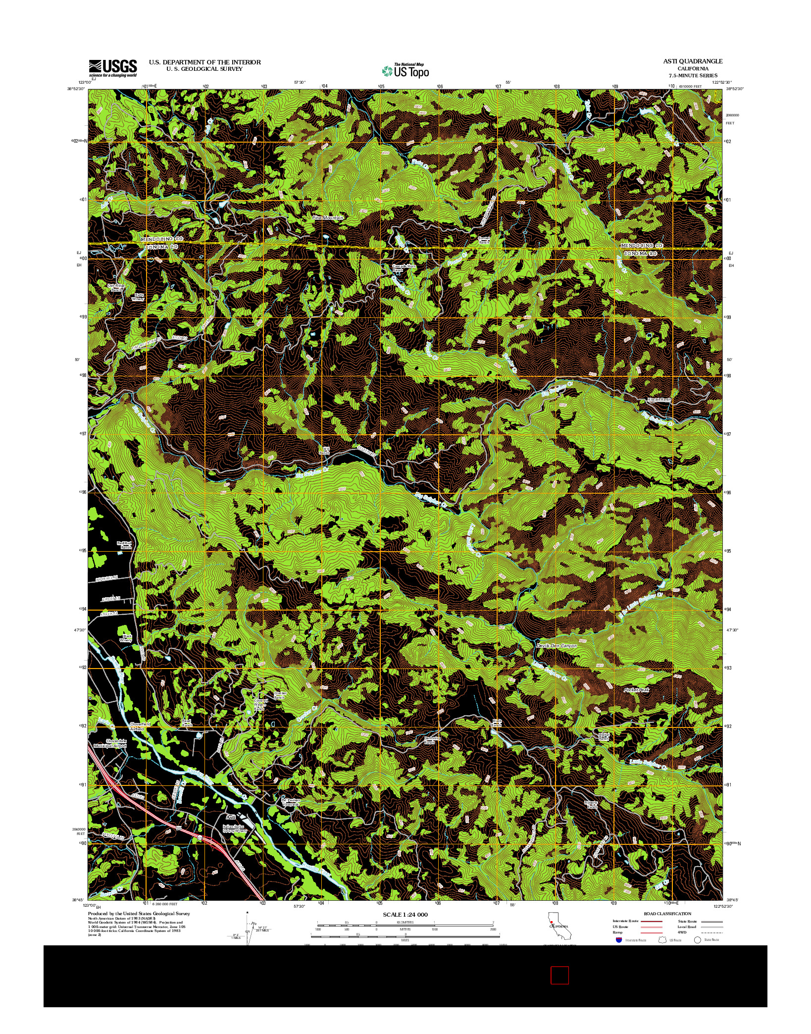 USGS US TOPO 7.5-MINUTE MAP FOR ASTI, CA 2012