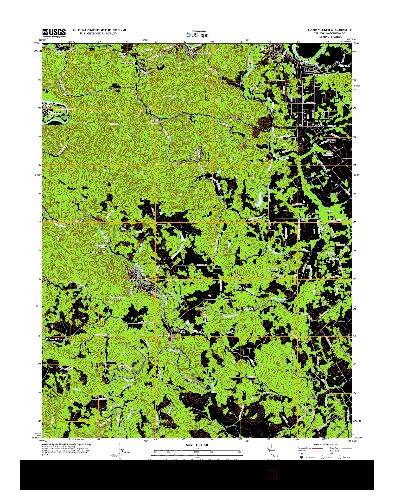 USGS US TOPO 7.5-MINUTE MAP FOR CAMP MEEKER, CA 2012