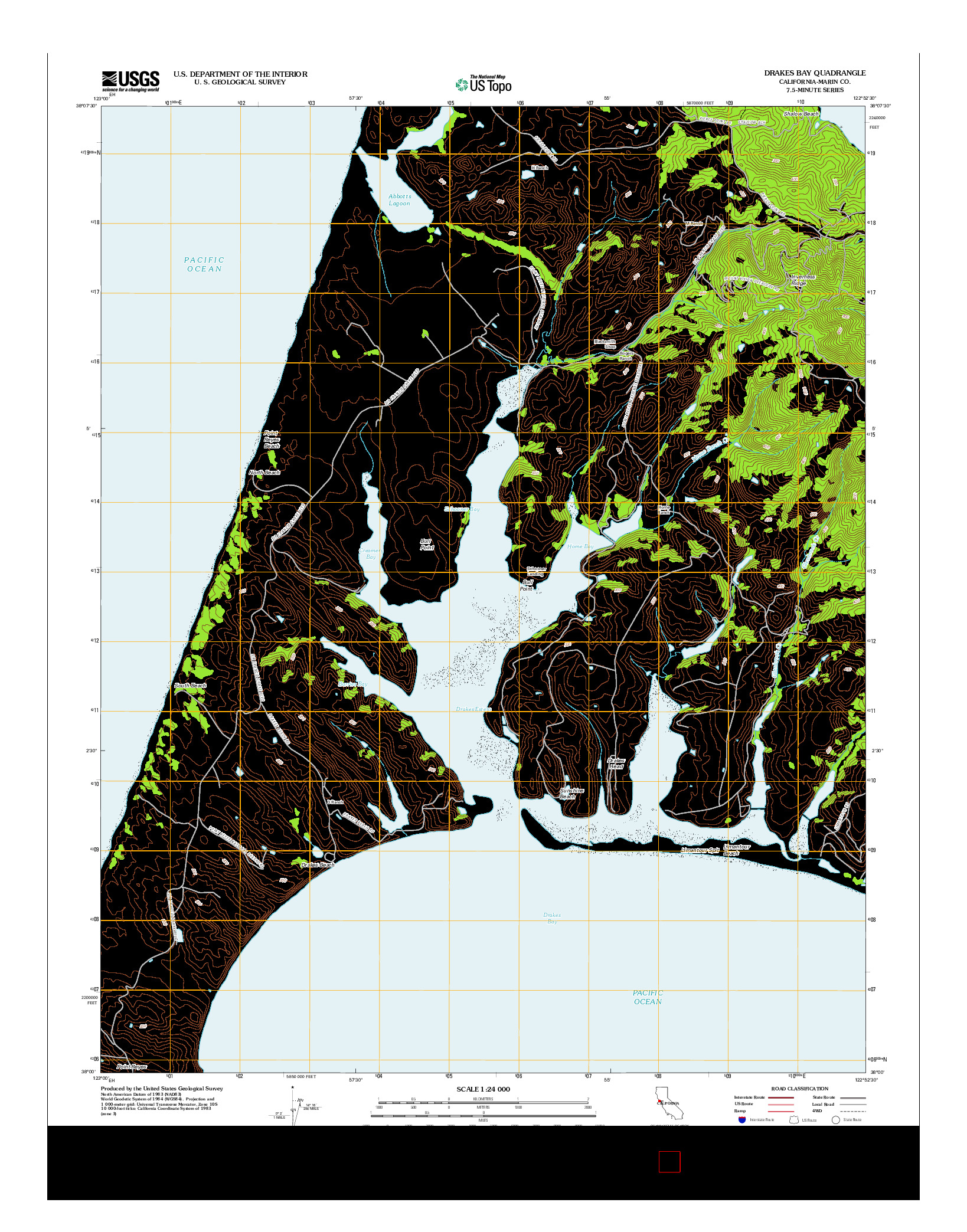 USGS US TOPO 7.5-MINUTE MAP FOR DRAKES BAY, CA 2012