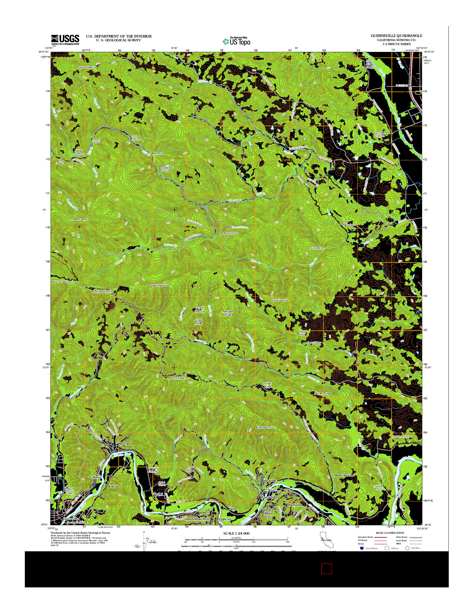 USGS US TOPO 7.5-MINUTE MAP FOR GUERNEVILLE, CA 2012