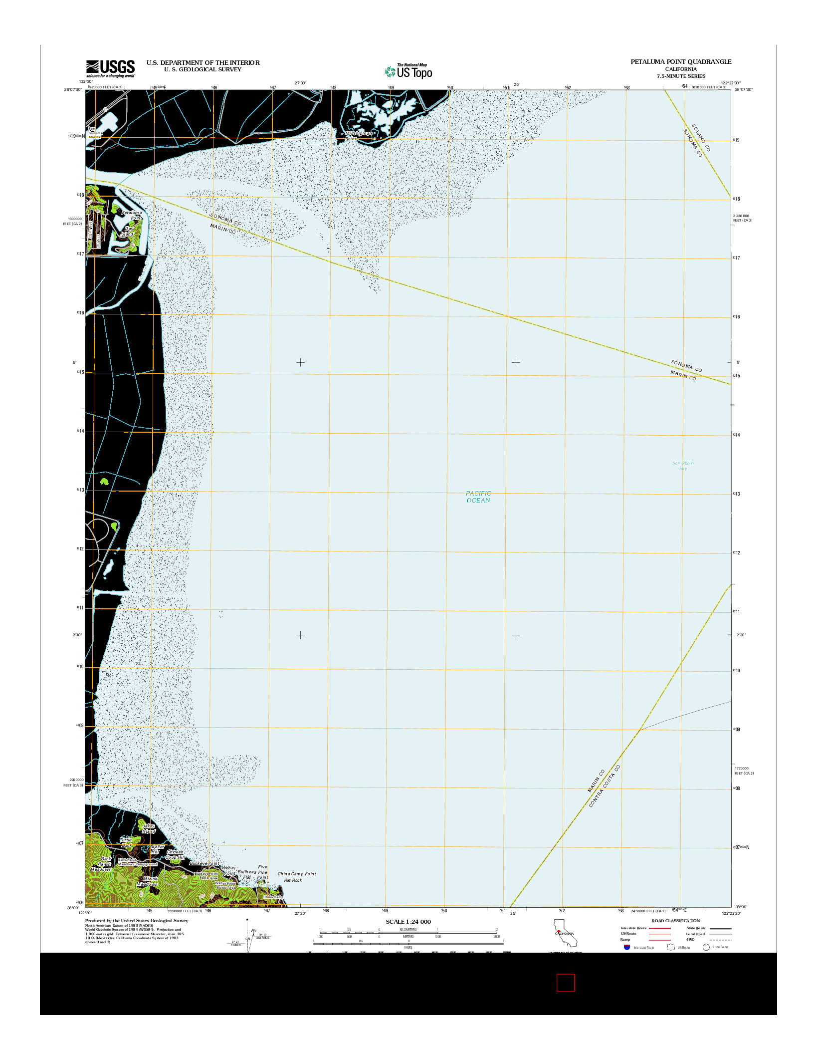 USGS US TOPO 7.5-MINUTE MAP FOR PETALUMA POINT, CA 2012