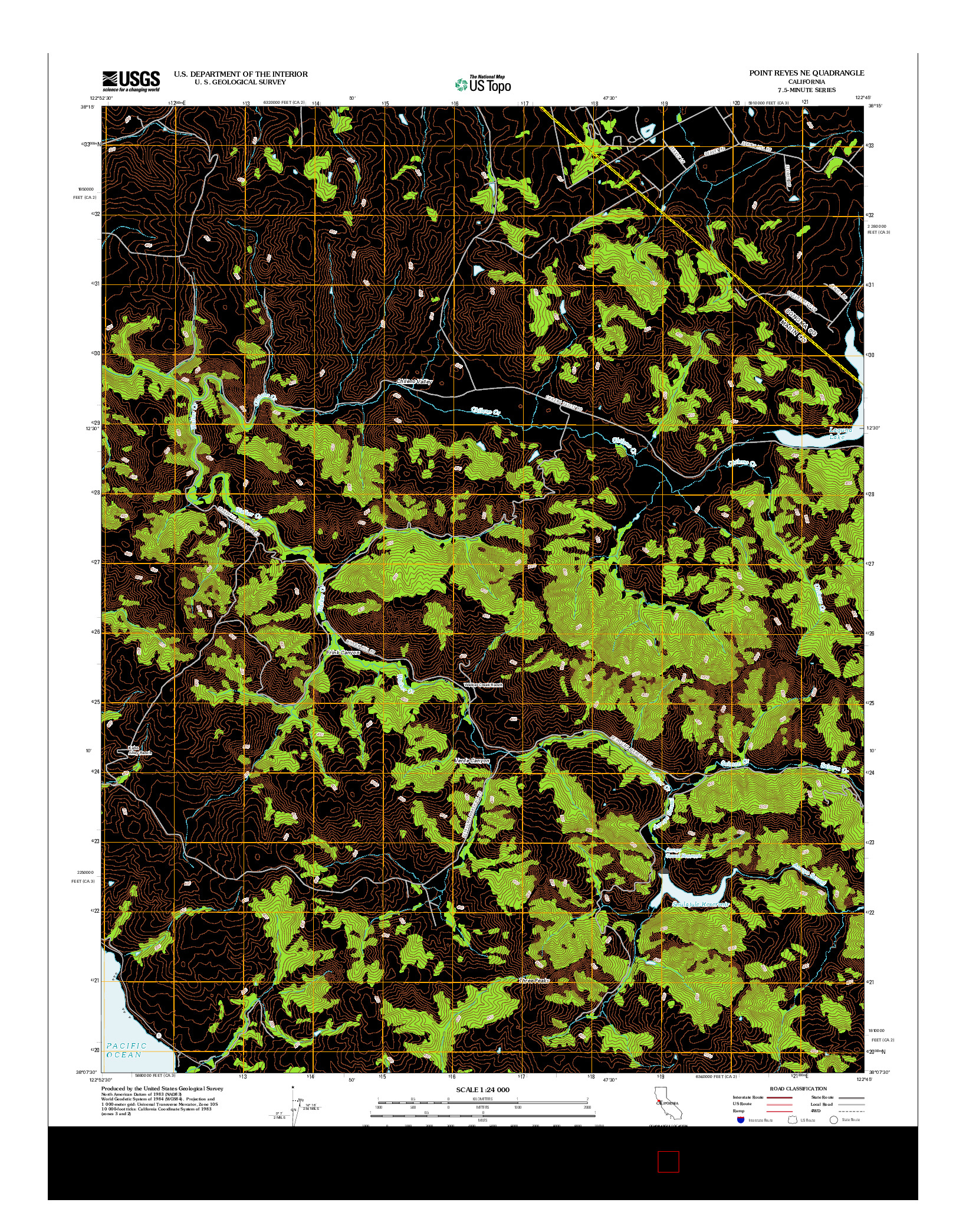 USGS US TOPO 7.5-MINUTE MAP FOR POINT REYES NE, CA 2012