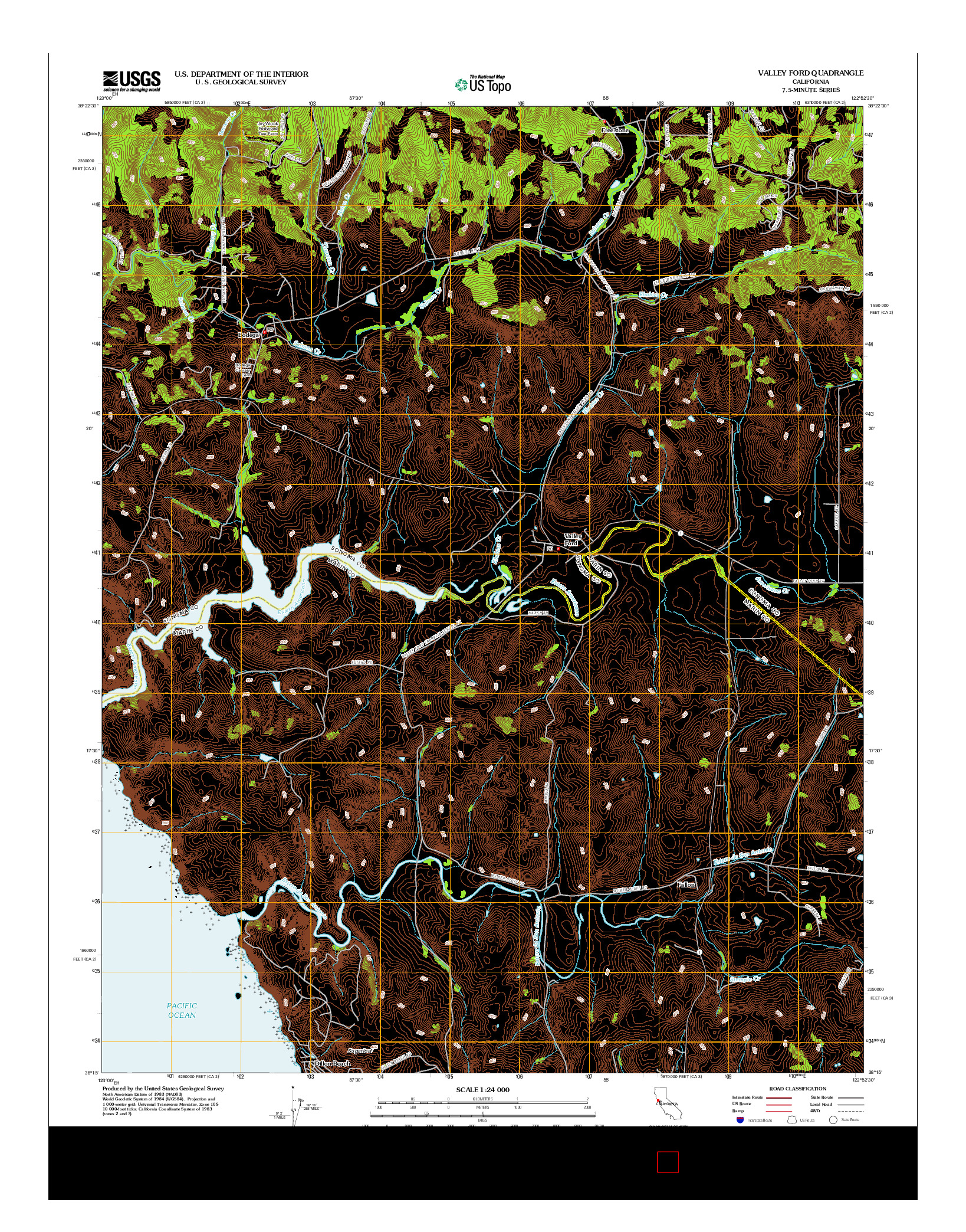 USGS US TOPO 7.5-MINUTE MAP FOR VALLEY FORD, CA 2012