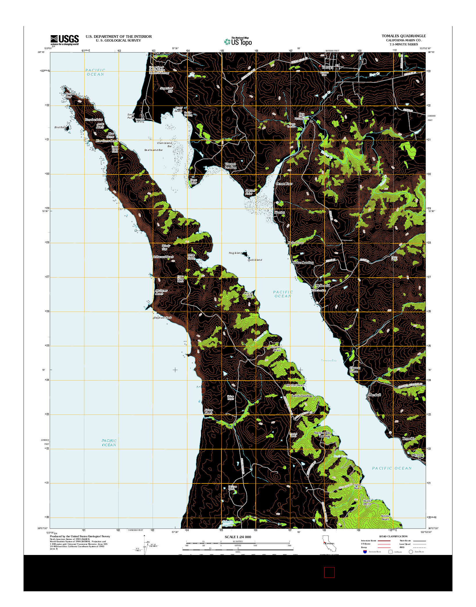 USGS US TOPO 7.5-MINUTE MAP FOR TOMALES, CA 2012