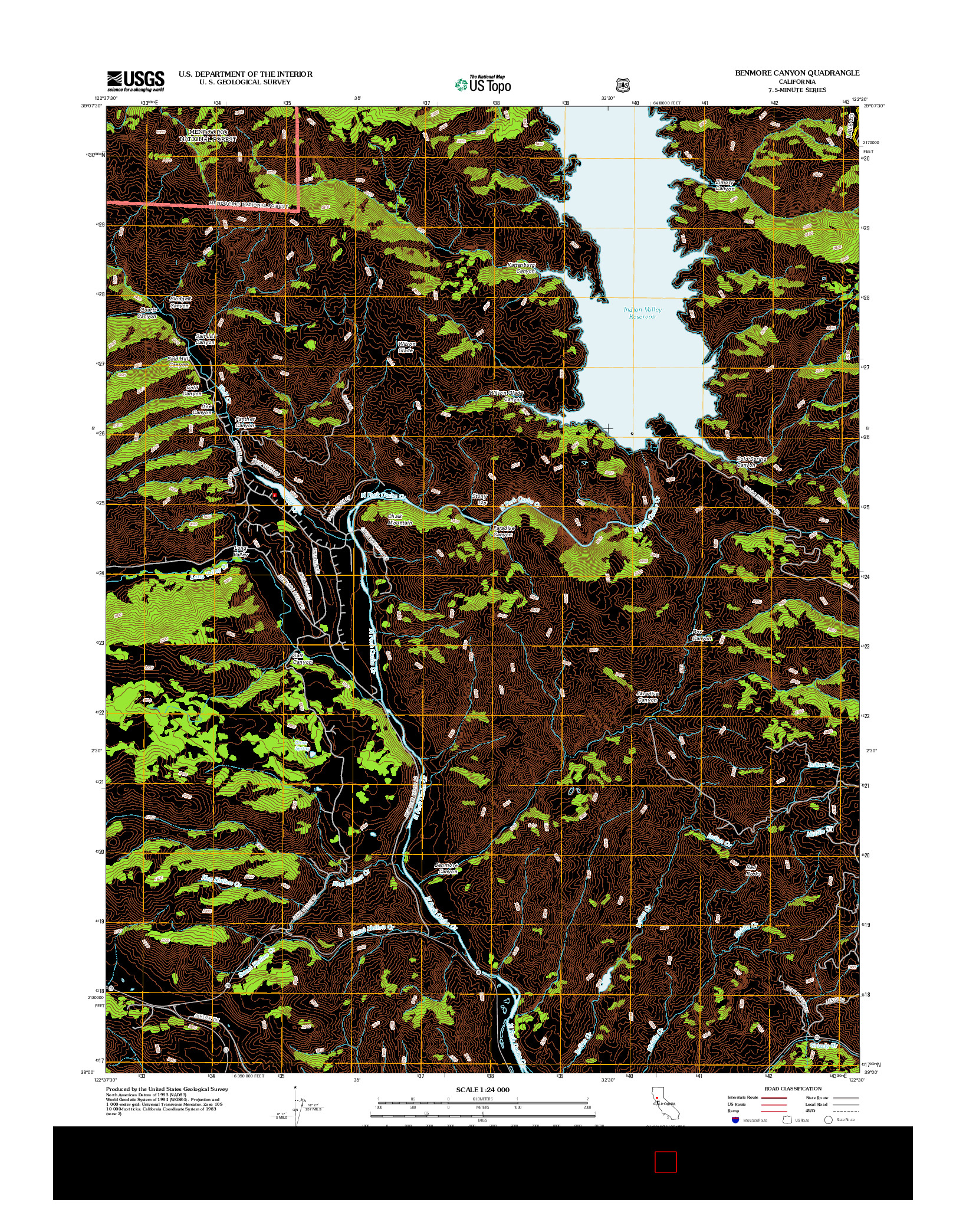 USGS US TOPO 7.5-MINUTE MAP FOR BENMORE CANYON, CA 2012