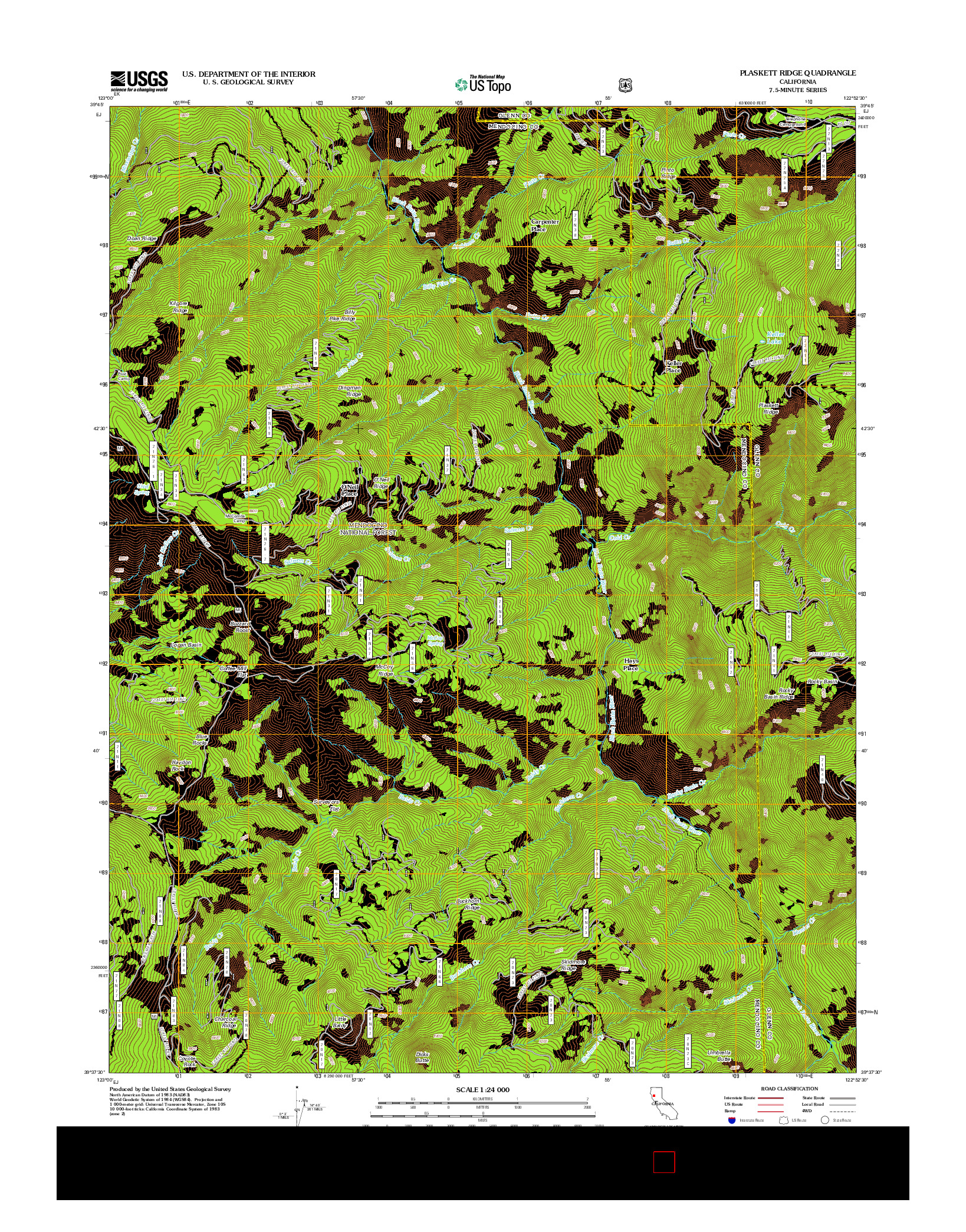 USGS US TOPO 7.5-MINUTE MAP FOR PLASKETT RIDGE, CA 2012