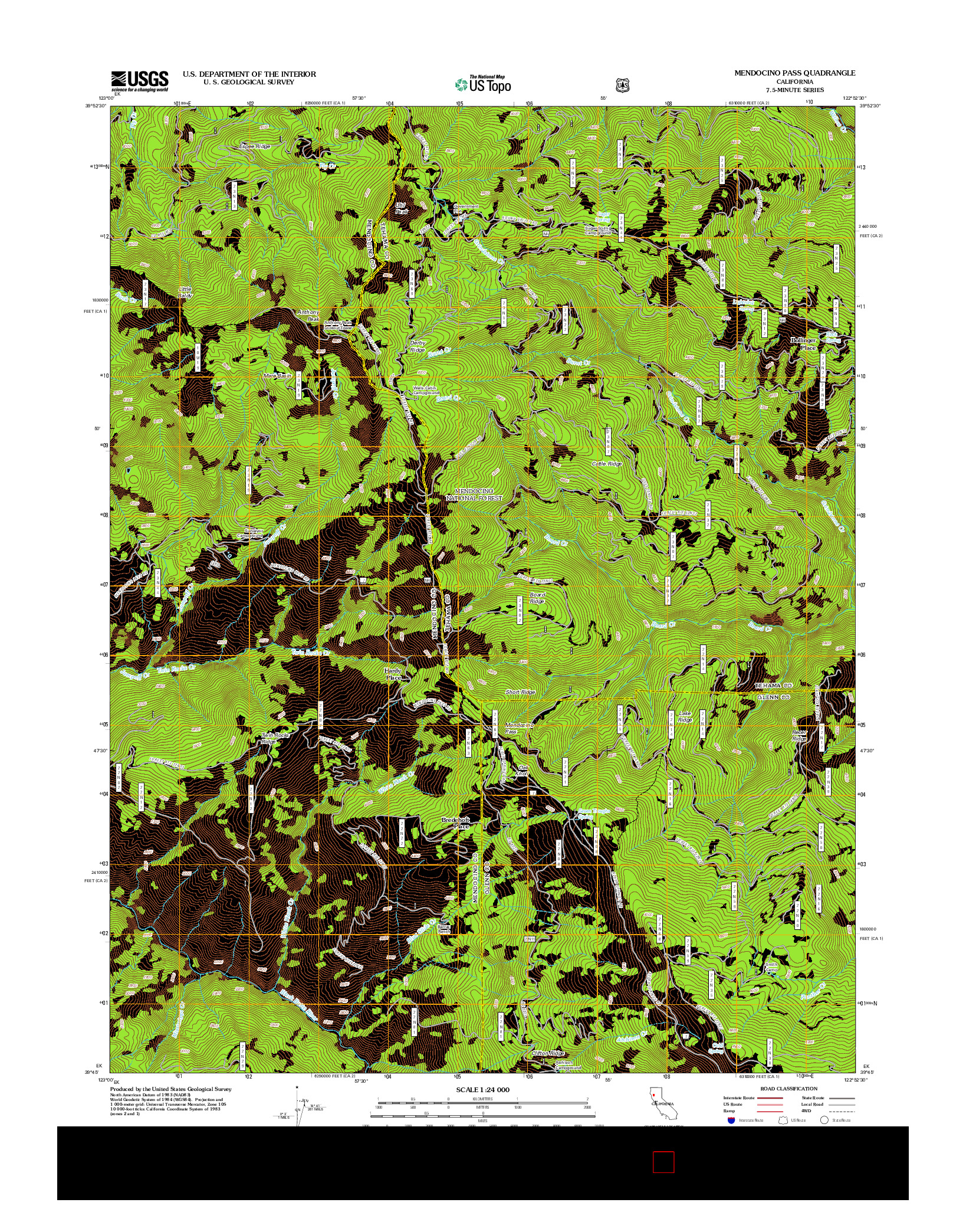 USGS US TOPO 7.5-MINUTE MAP FOR MENDOCINO PASS, CA 2012