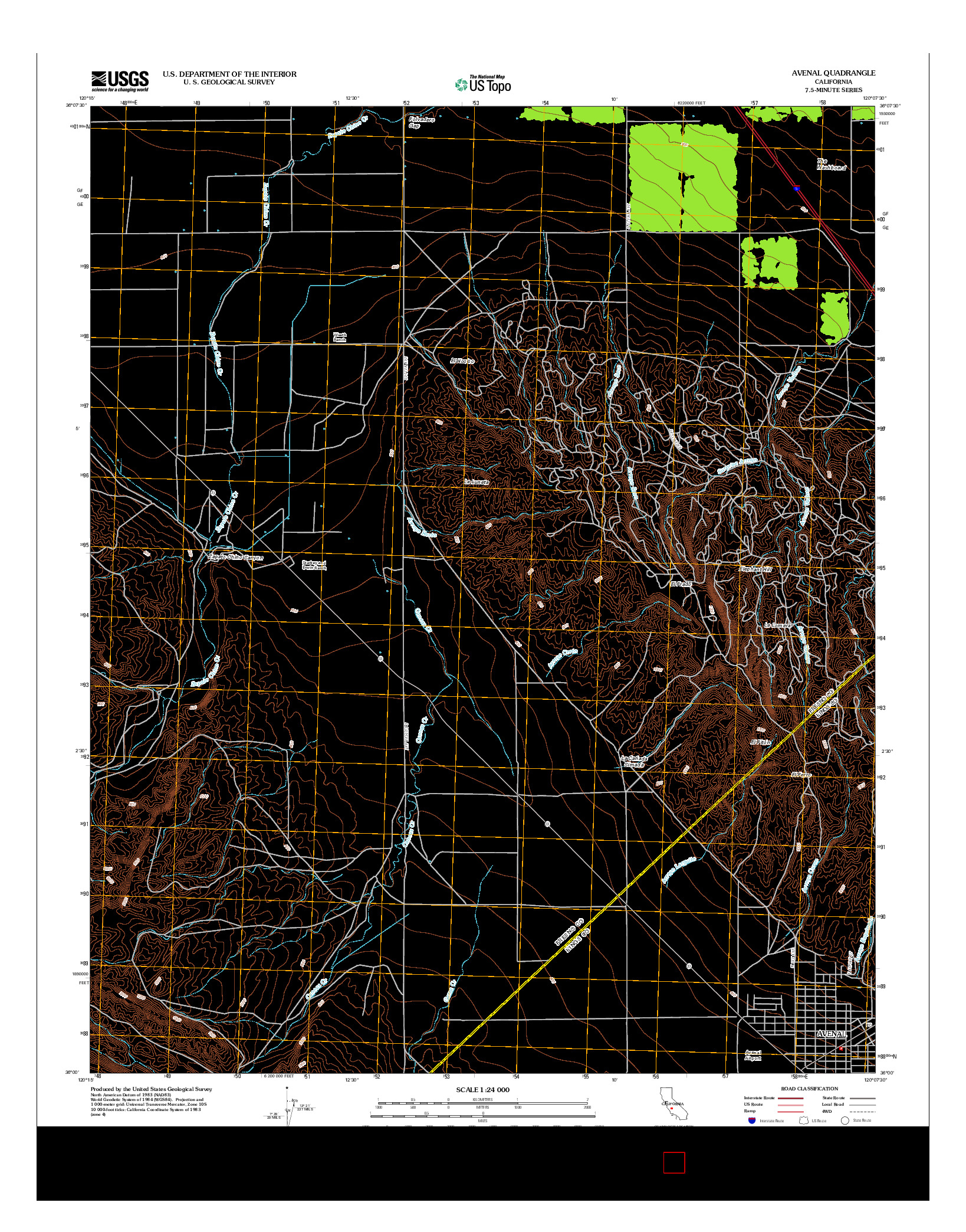 USGS US TOPO 7.5-MINUTE MAP FOR AVENAL, CA 2012