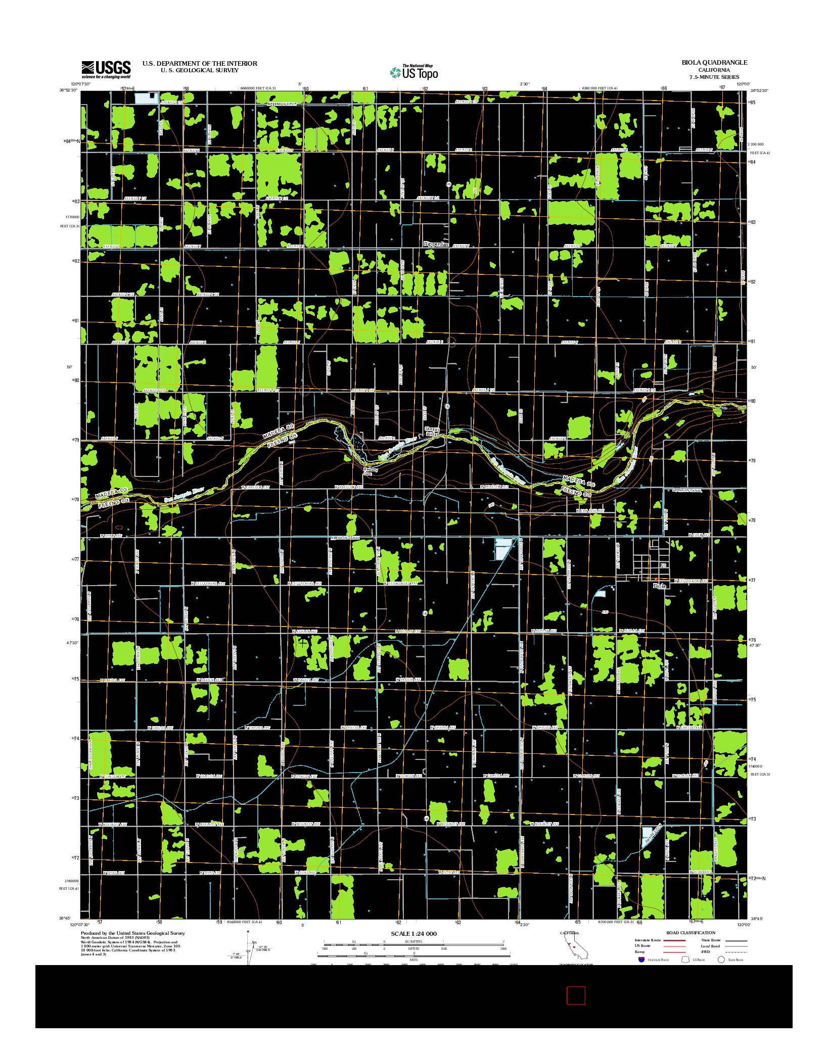 USGS US TOPO 7.5-MINUTE MAP FOR BIOLA, CA 2012