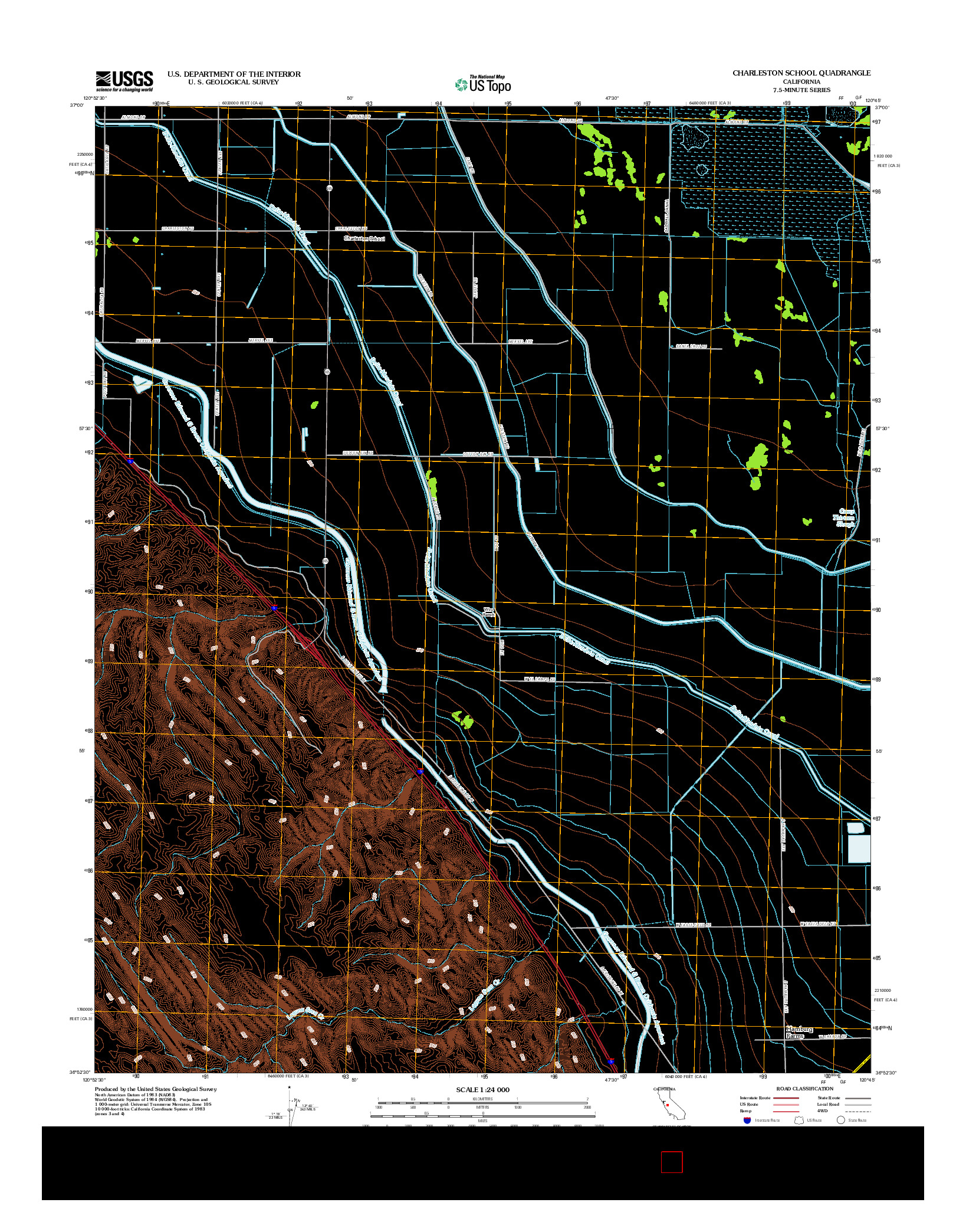 USGS US TOPO 7.5-MINUTE MAP FOR CHARLESTON SCHOOL, CA 2012