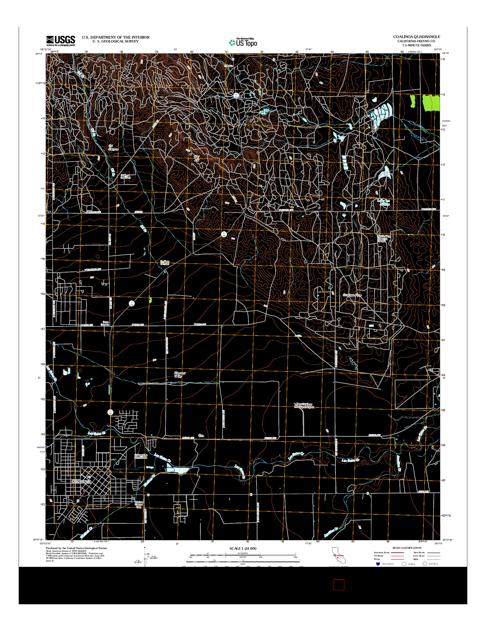 USGS US TOPO 7.5-MINUTE MAP FOR COALINGA, CA 2012