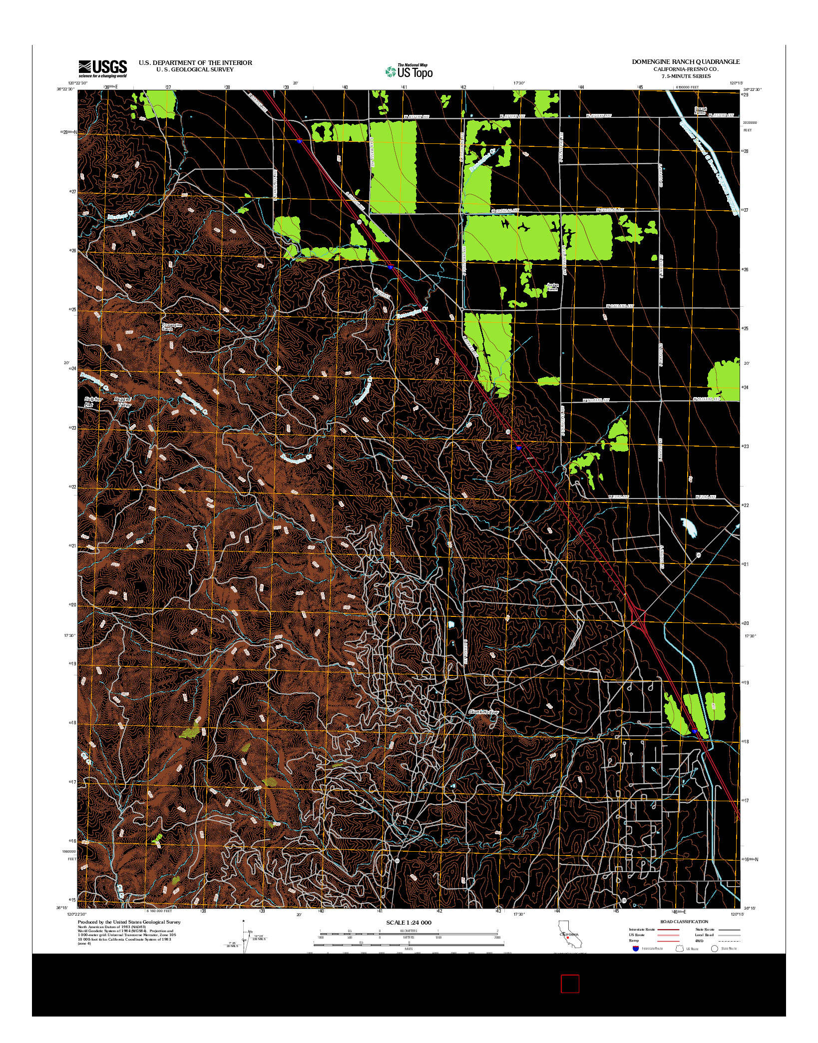 USGS US TOPO 7.5-MINUTE MAP FOR DOMENGINE RANCH, CA 2012