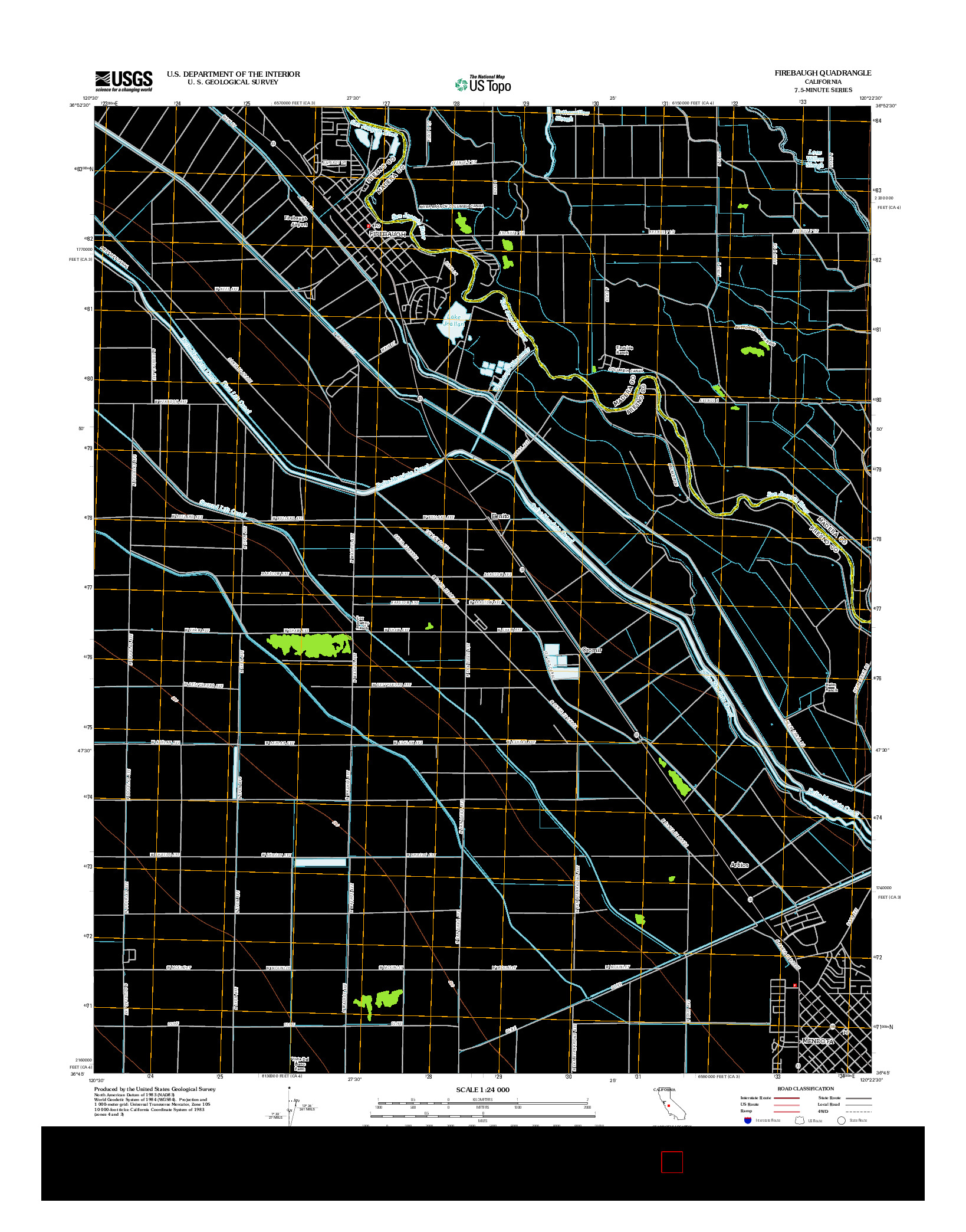 USGS US TOPO 7.5-MINUTE MAP FOR FIREBAUGH, CA 2012