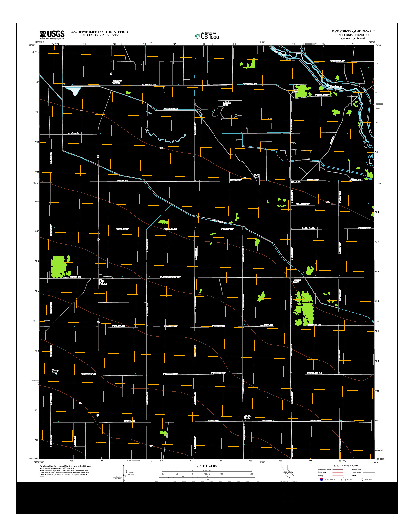 USGS US TOPO 7.5-MINUTE MAP FOR FIVE POINTS, CA 2012