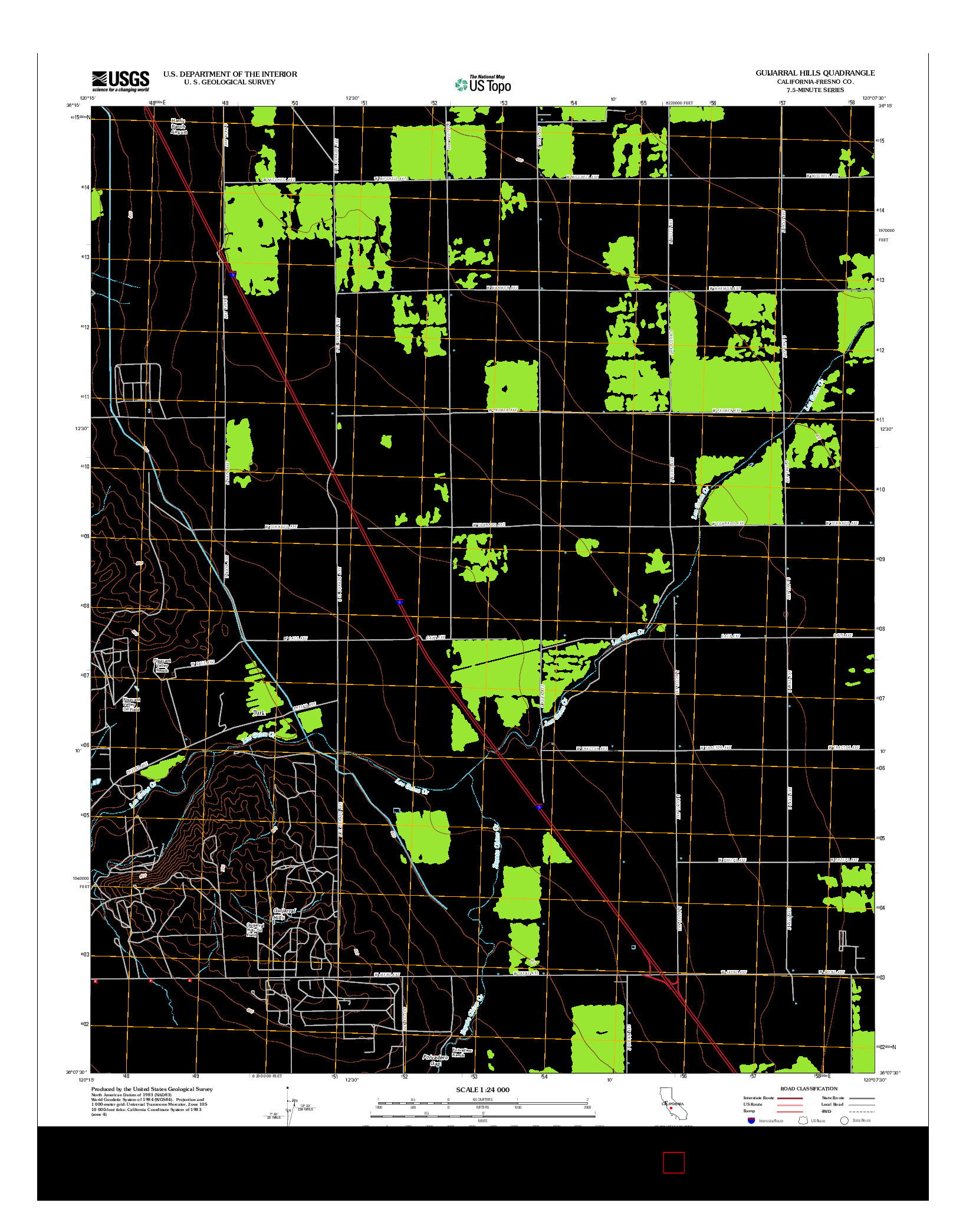 USGS US TOPO 7.5-MINUTE MAP FOR GUIJARRAL HILLS, CA 2012