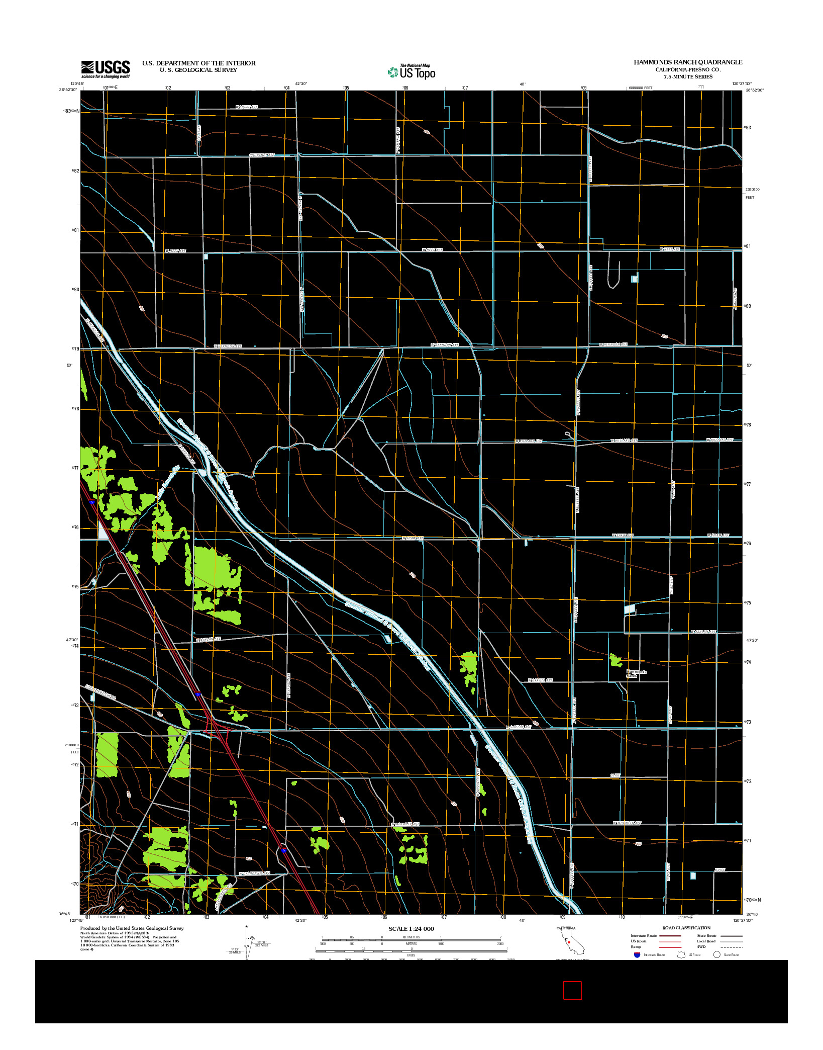 USGS US TOPO 7.5-MINUTE MAP FOR HAMMONDS RANCH, CA 2012