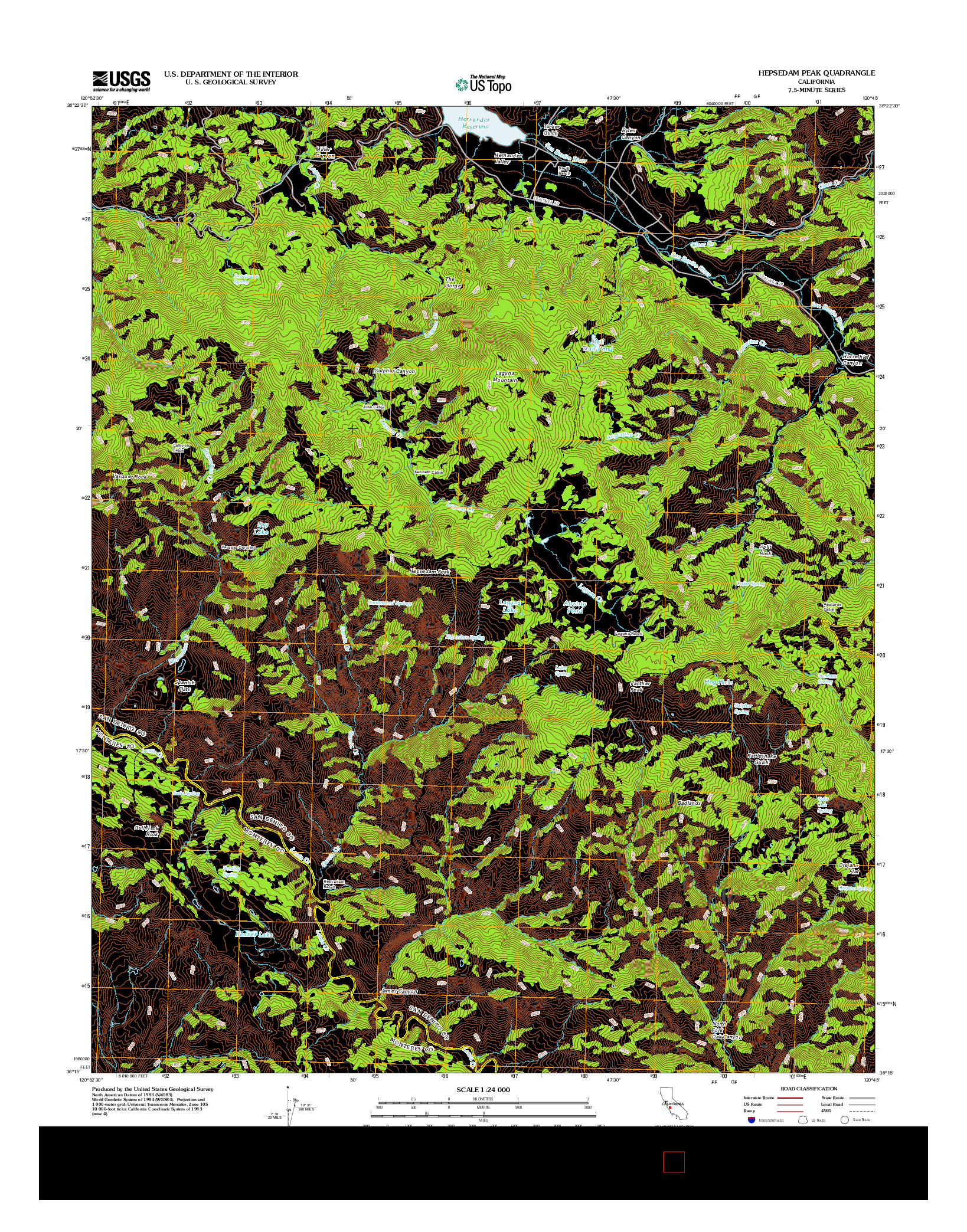 USGS US TOPO 7.5-MINUTE MAP FOR HEPSEDAM PEAK, CA 2012