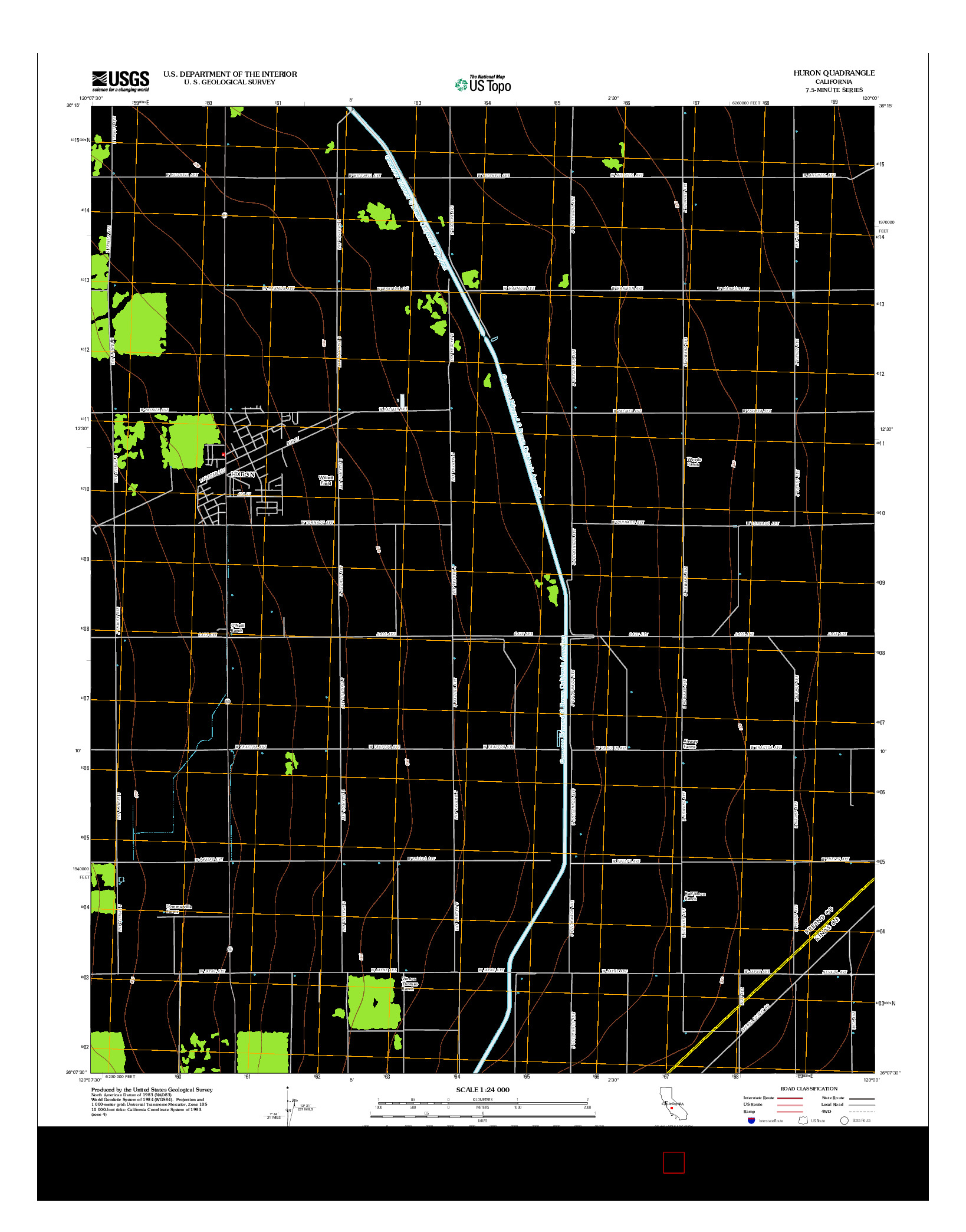 USGS US TOPO 7.5-MINUTE MAP FOR HURON, CA 2012