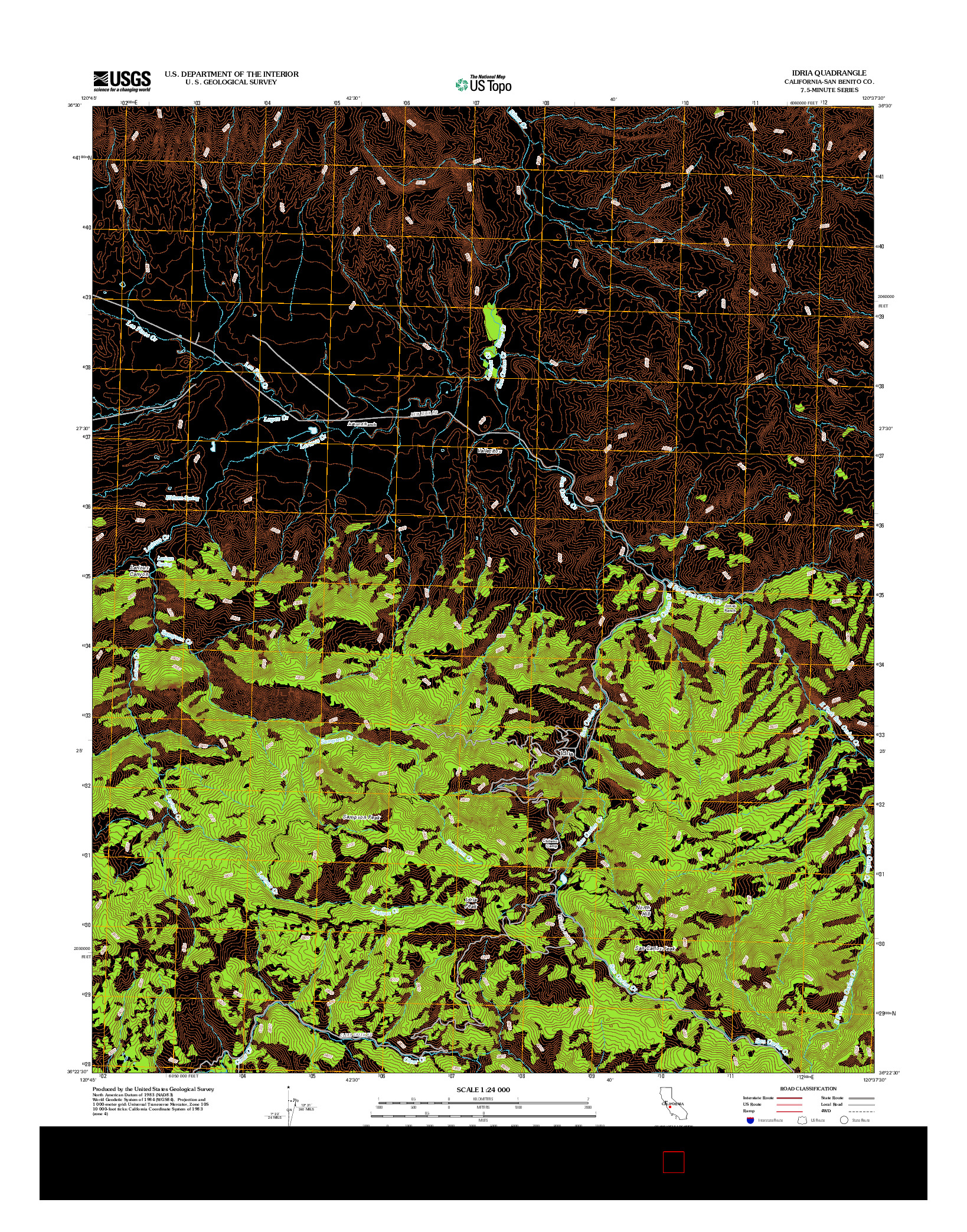 USGS US TOPO 7.5-MINUTE MAP FOR IDRIA, CA 2012