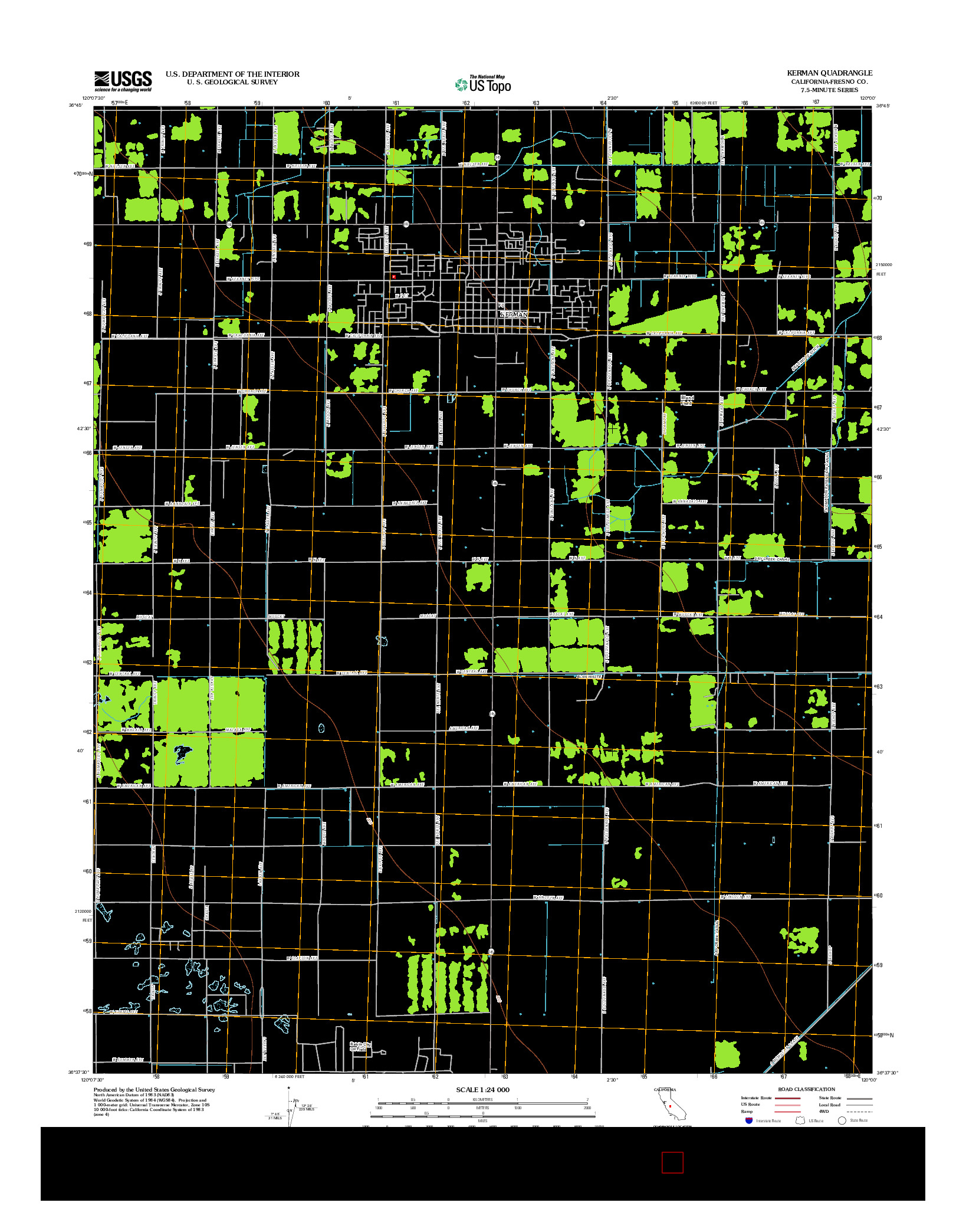 USGS US TOPO 7.5-MINUTE MAP FOR KERMAN, CA 2012