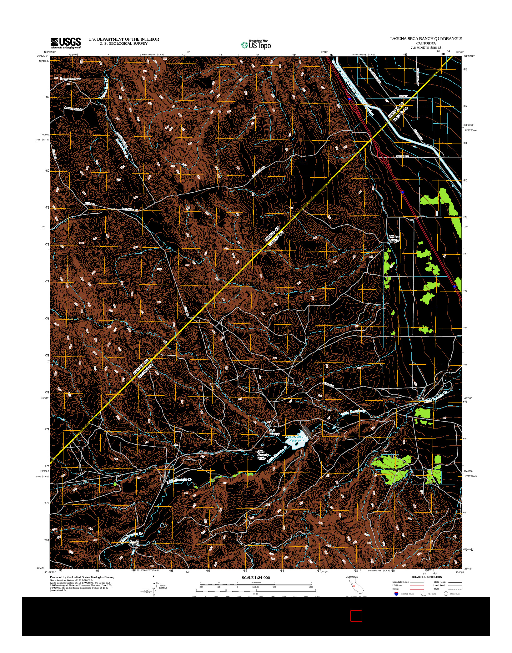 USGS US TOPO 7.5-MINUTE MAP FOR LAGUNA SECA RANCH, CA 2012