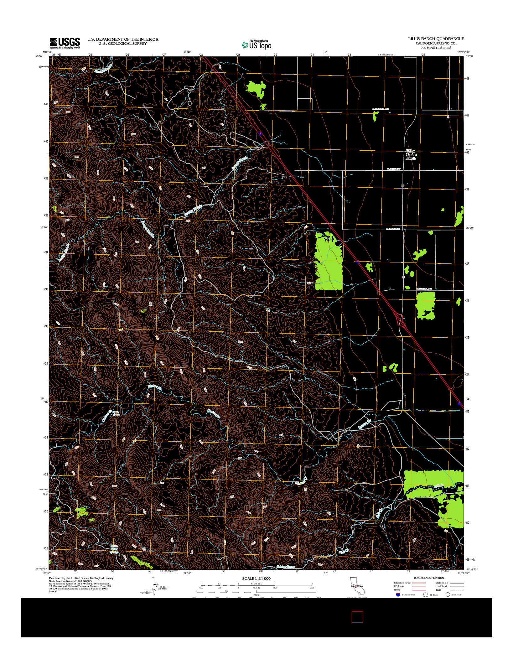 USGS US TOPO 7.5-MINUTE MAP FOR LILLIS RANCH, CA 2012