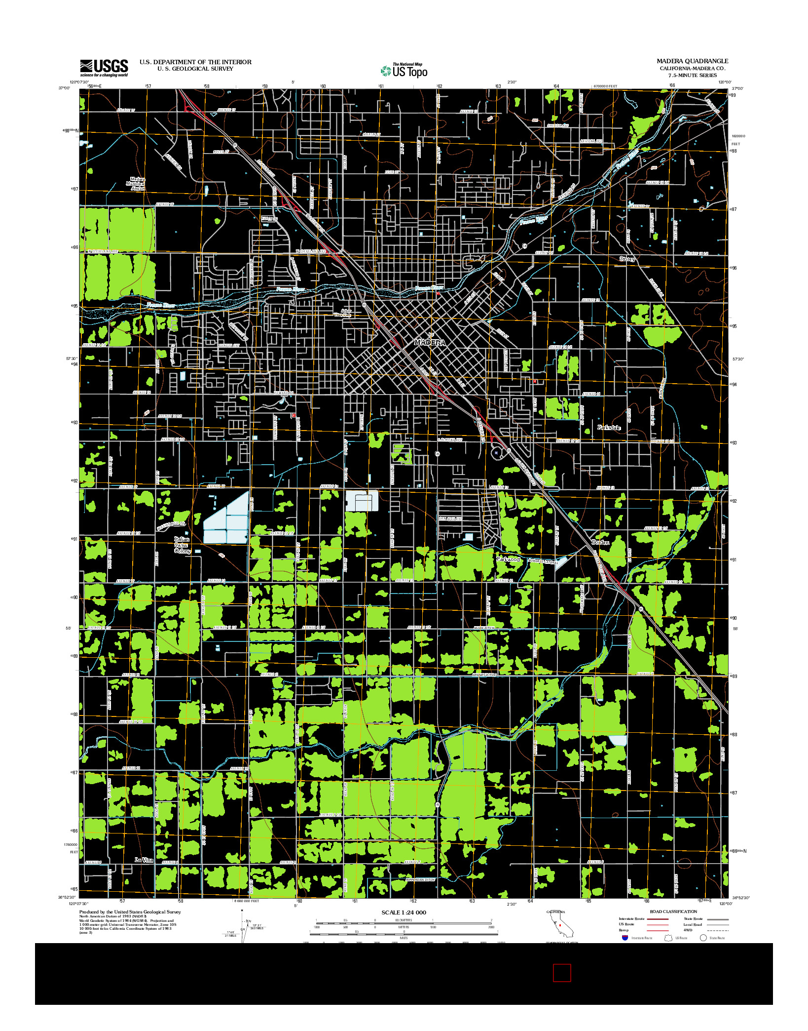 USGS US TOPO 7.5-MINUTE MAP FOR MADERA, CA 2012