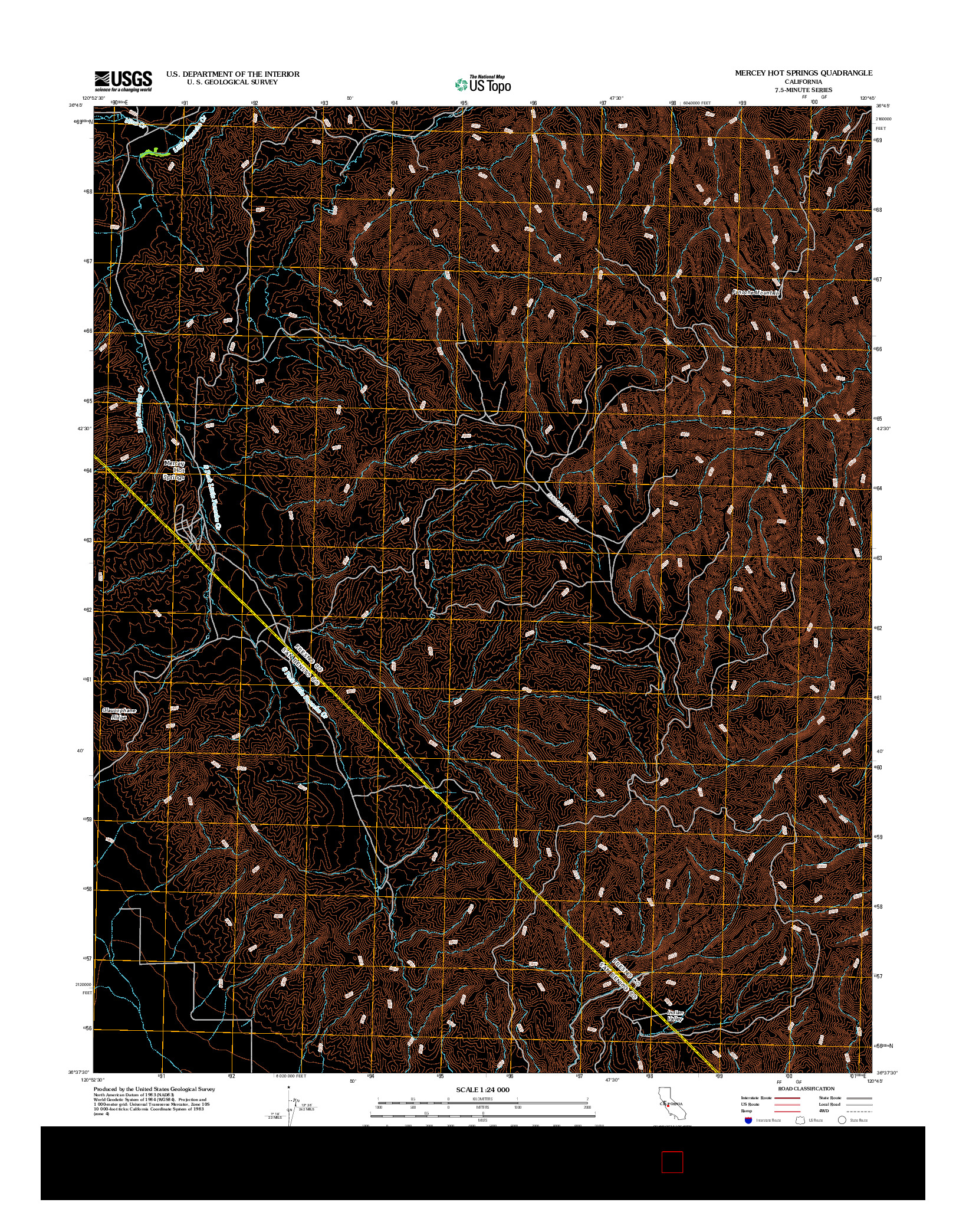 USGS US TOPO 7.5-MINUTE MAP FOR MERCEY HOT SPRINGS, CA 2012